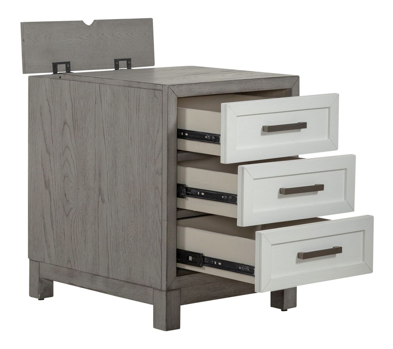 Palmetto Heights Rectangular Wood 3-Drawer Chairside Table w/Charging Station