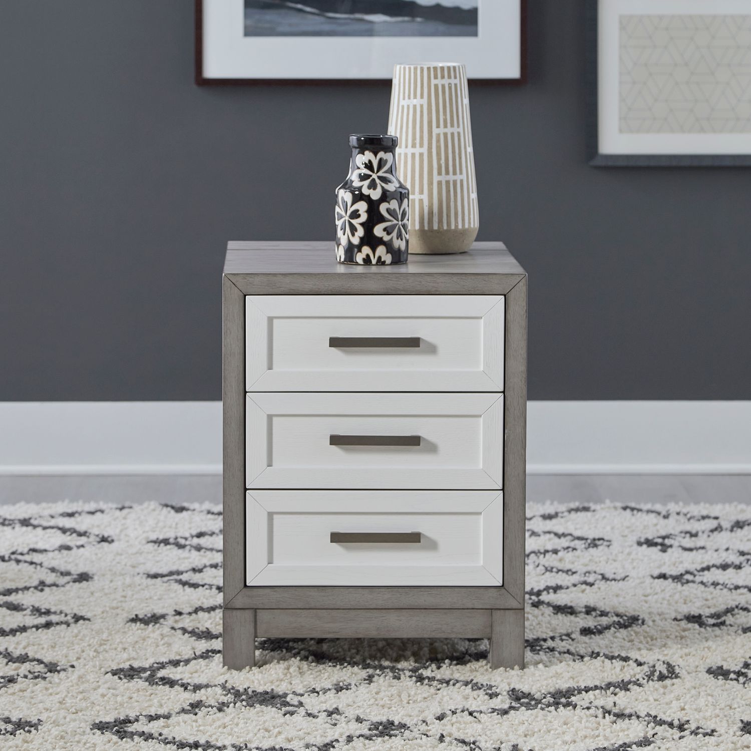 Palmetto Heights Rectangular Wood 3-Drawer Chairside Table w/Charging Station