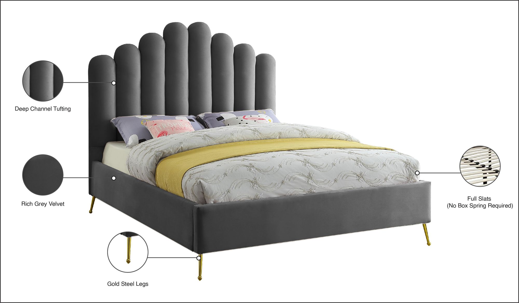 Lily Velvet Queen Size Bed