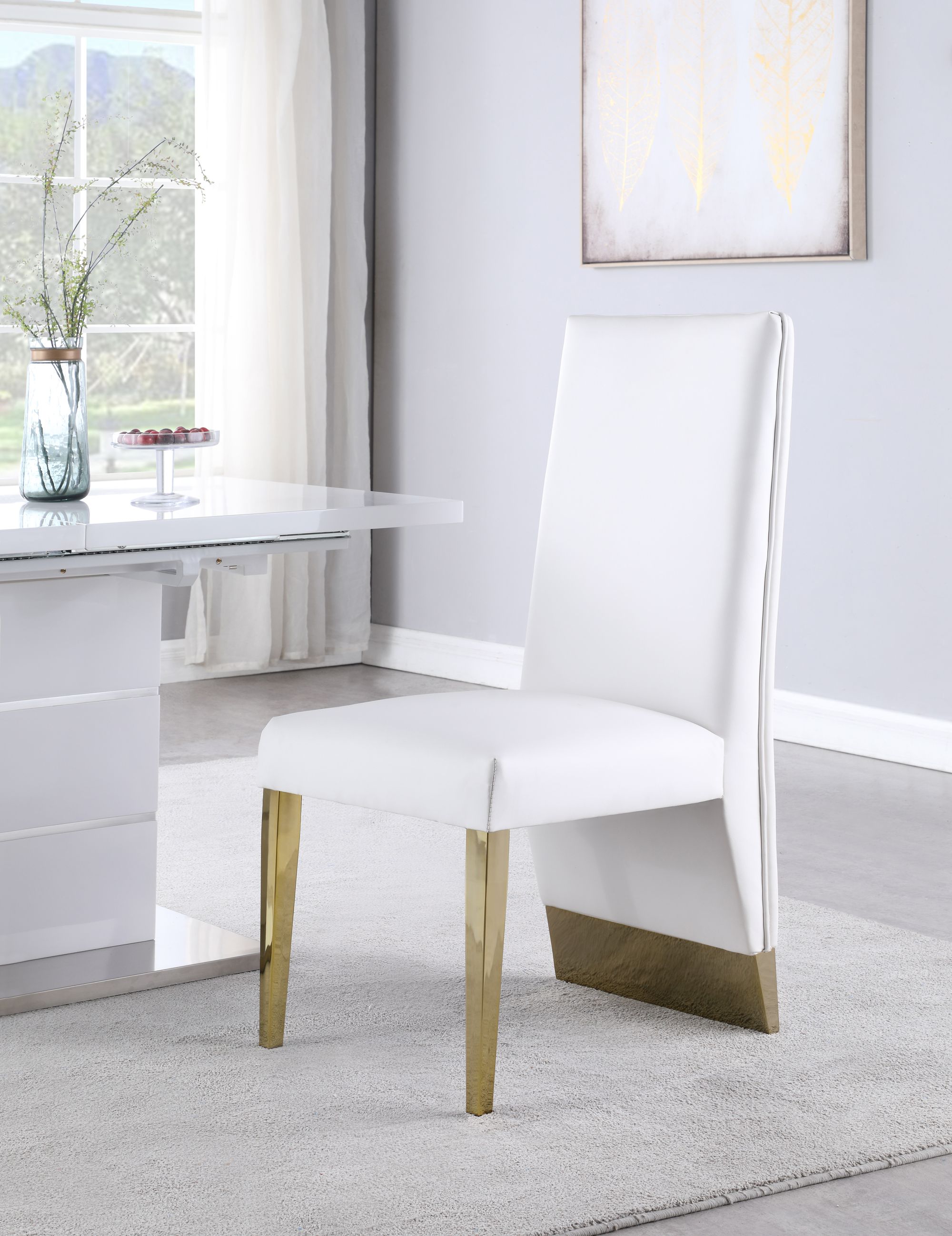 Porsha Faux Leather Dining Chair with Gold Metal Legs