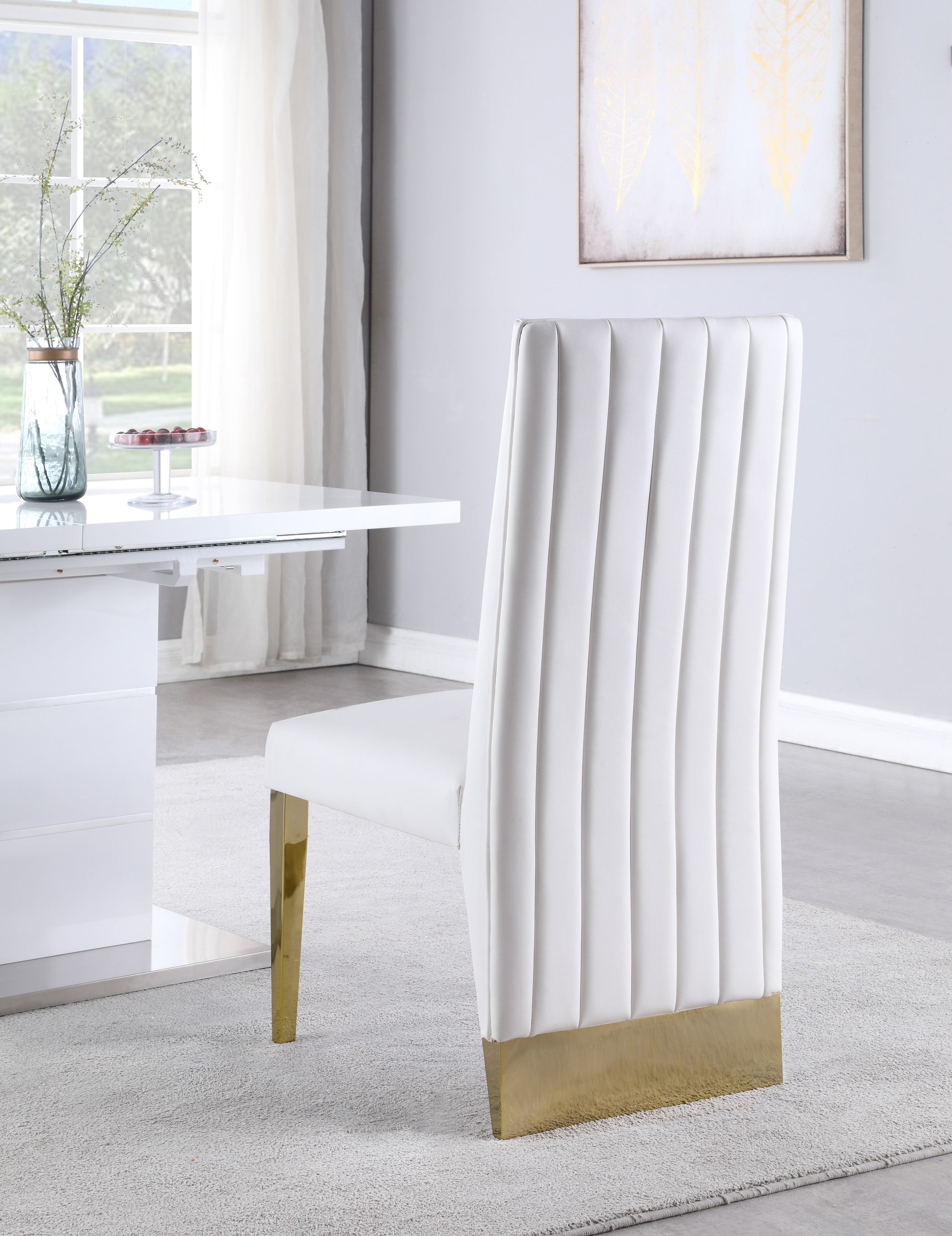 Porsha Faux Leather Dining Chair with Gold Metal Legs