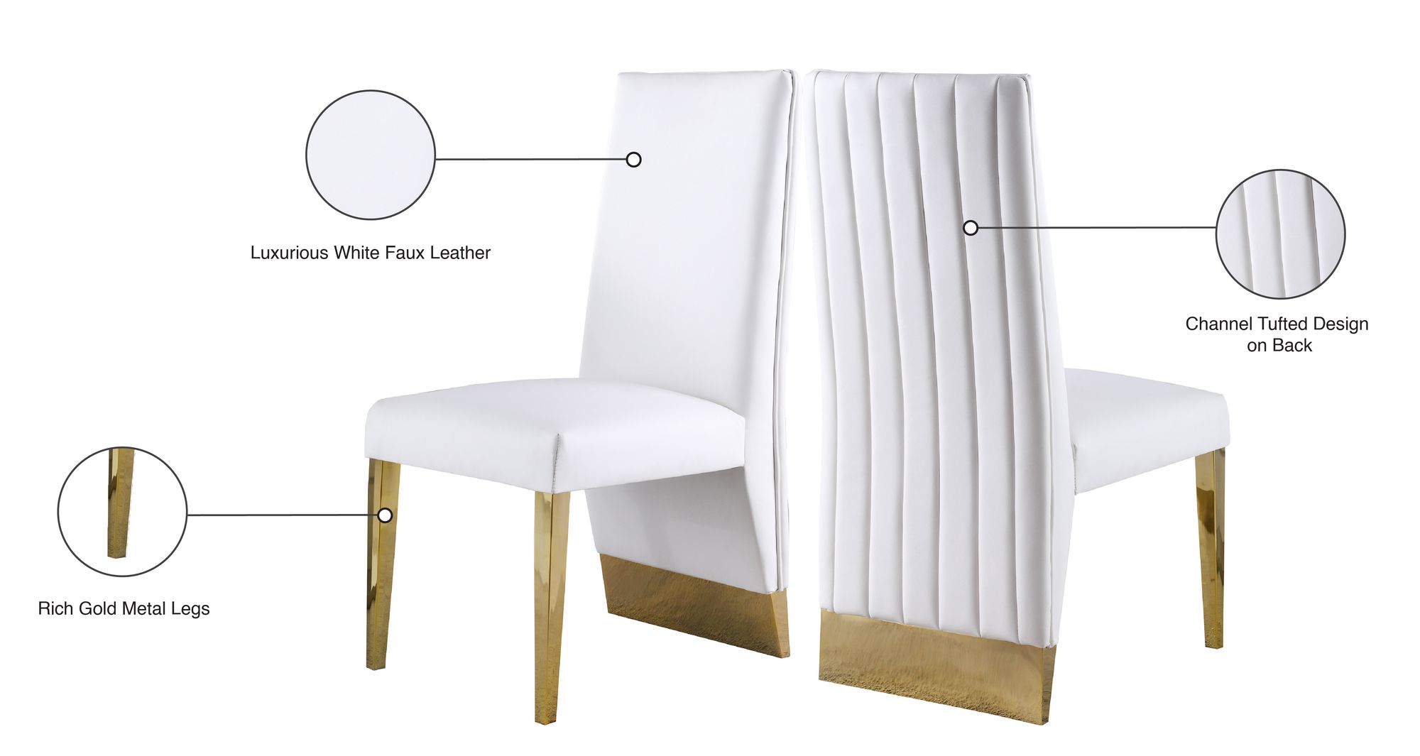 Porsha Faux Leather Dining Chair with Gold Metal Legs