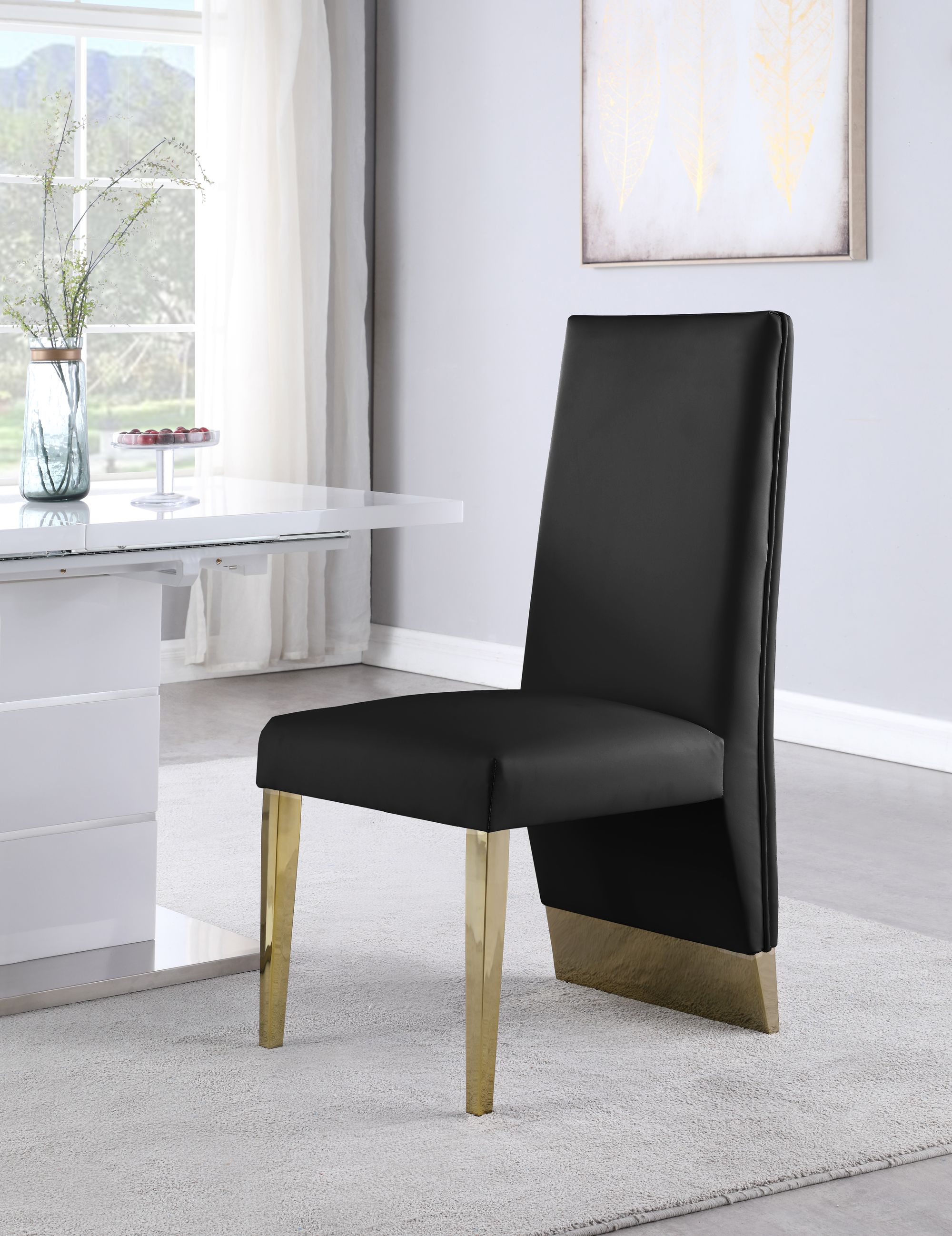 Porsha Faux Leather Dining Chair with Gold Metal Legs