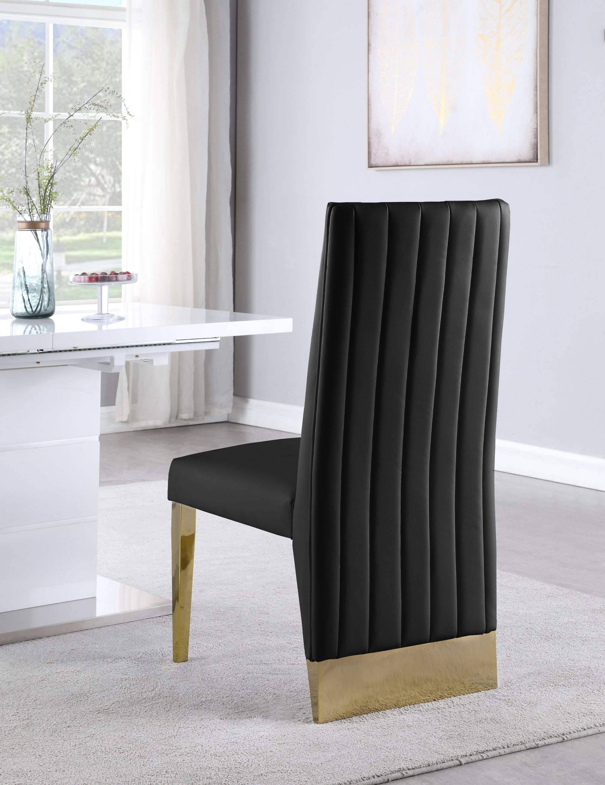Porsha Faux Leather Dining Chair with Gold Metal Legs