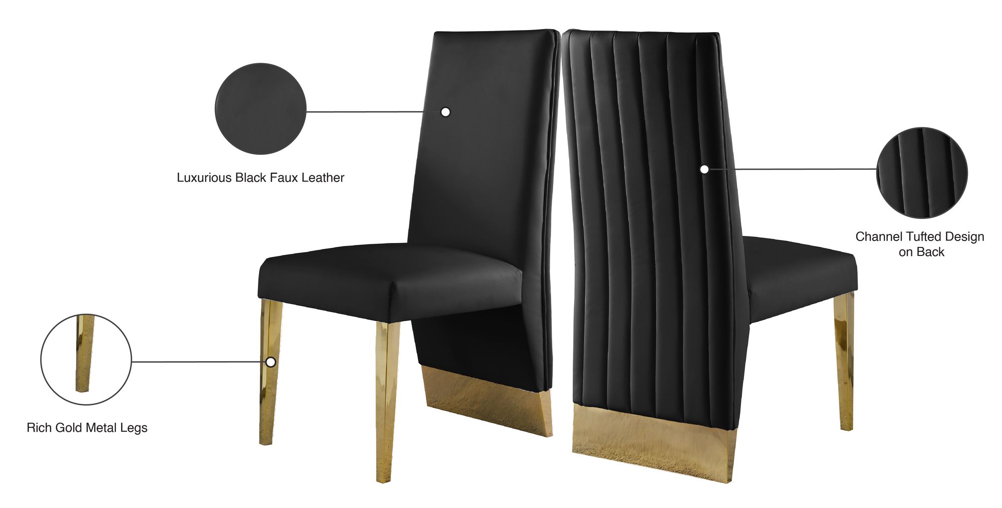 Porsha Faux Leather Dining Chair with Gold Metal Legs