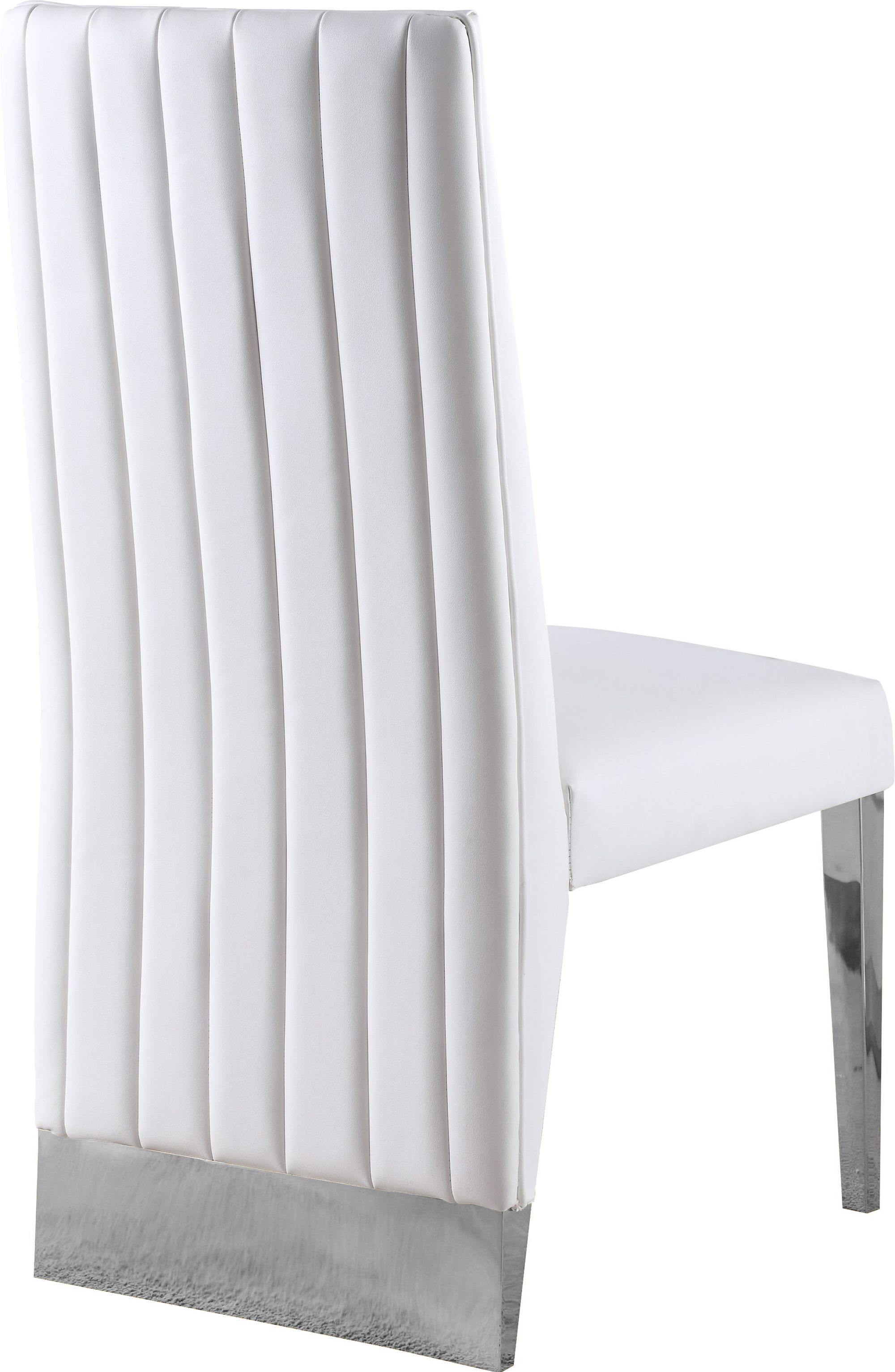 Porsha Faux Leather Dining Chair with Chrome Metal Legs