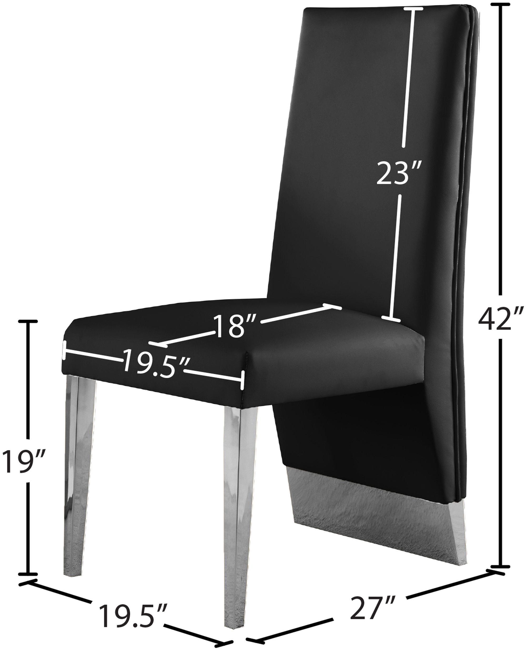 Porsha Faux Leather Dining Chair with Chrome Metal Legs