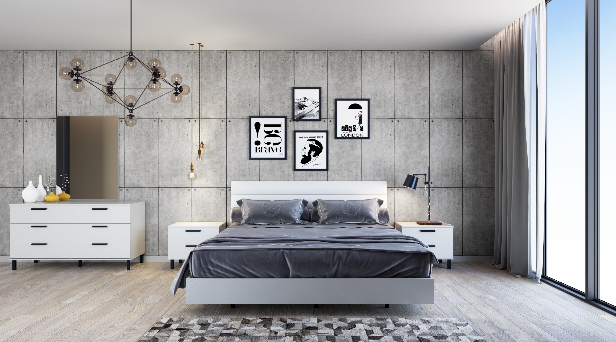 Lyon Faux Leather Tufted Platform Bedroom Set