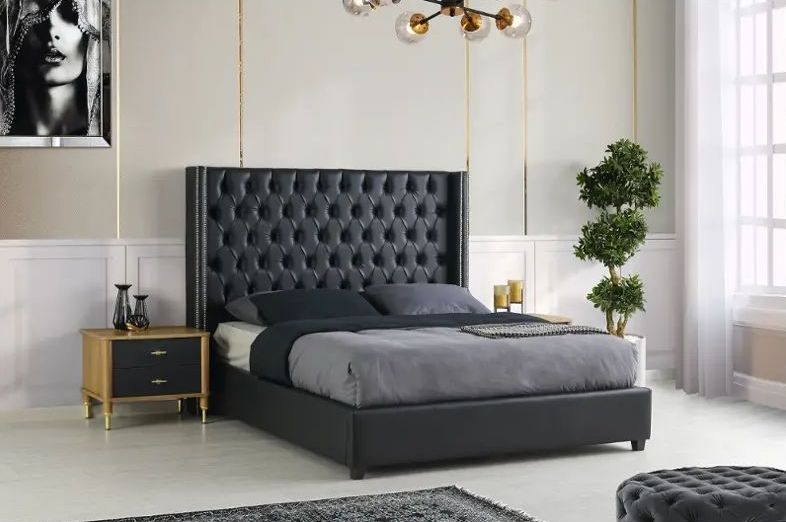 Classic SM Vinyl Tufted Platform King Size Bed