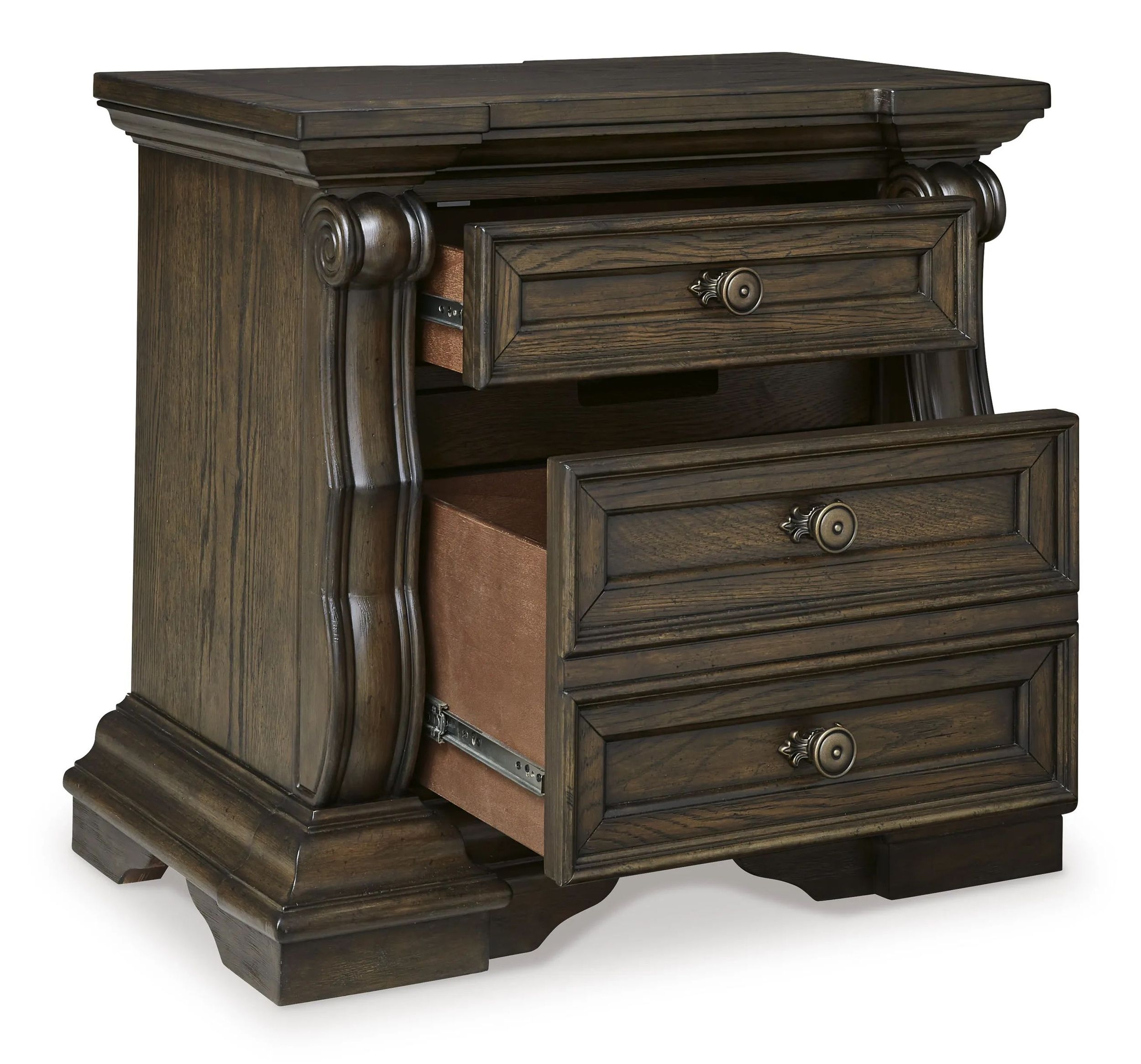 Ashley SM Maylee 2-Drawer Wood Veneer Nightstand with Power Supply & USB
