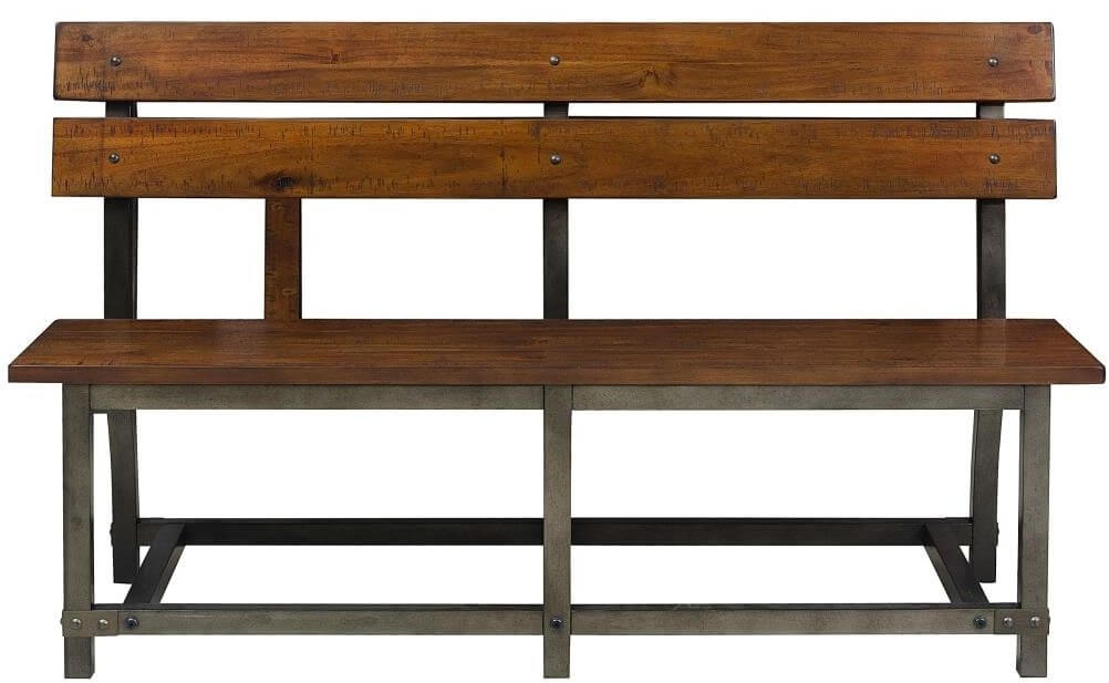 Holverson Industrial Wood Bench with Back