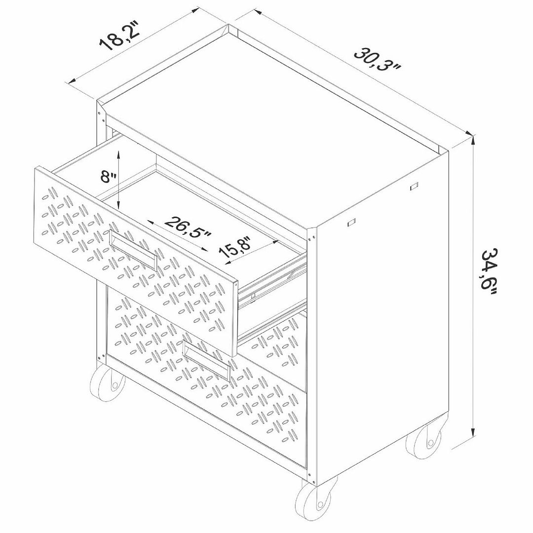 Fortress Textured Metal 31.5-inch Garage Mobile Chest w/3 Full Extension Drawers