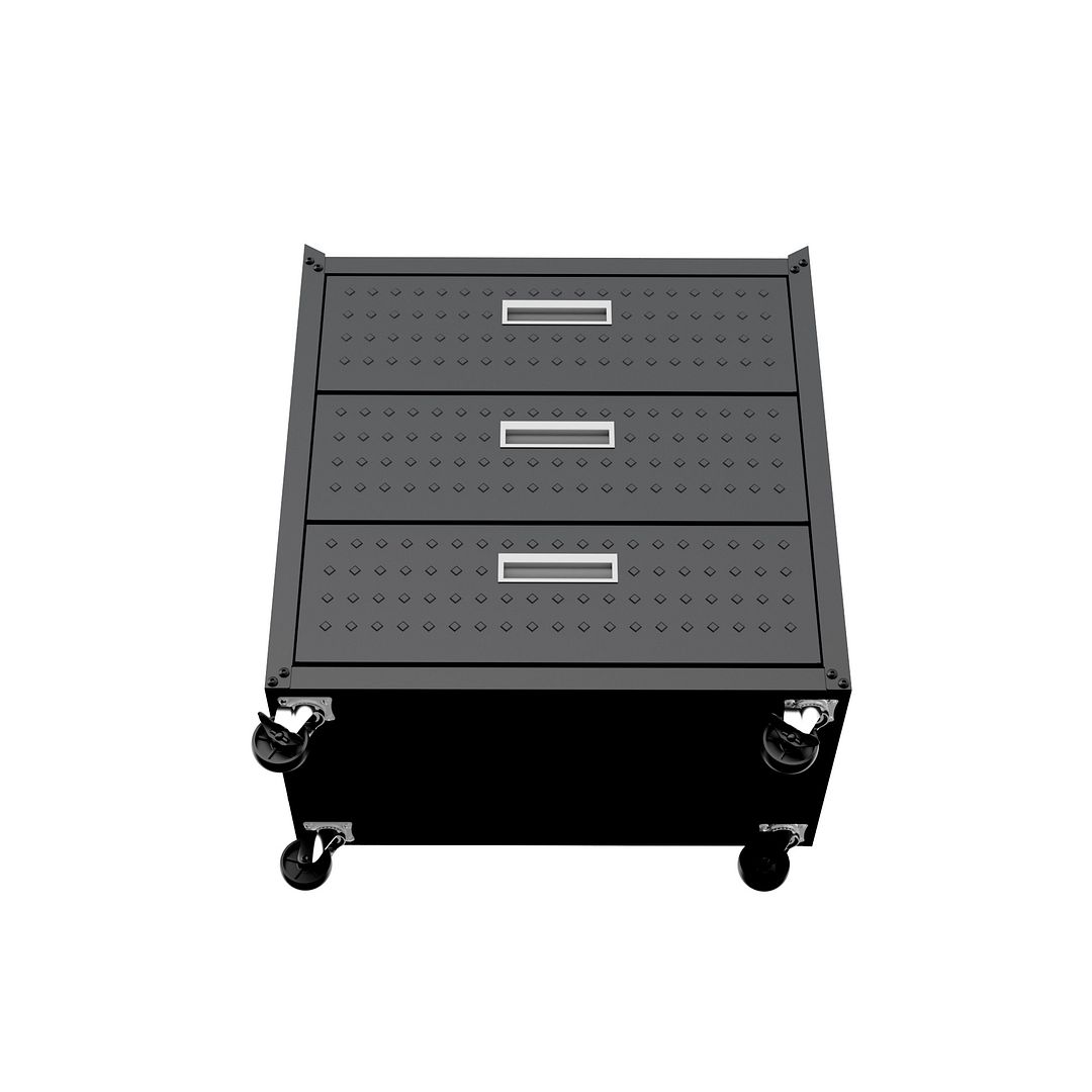 Fortress Textured Metal 31.5-inch Garage Mobile Chest w/3 Full Extension Drawers