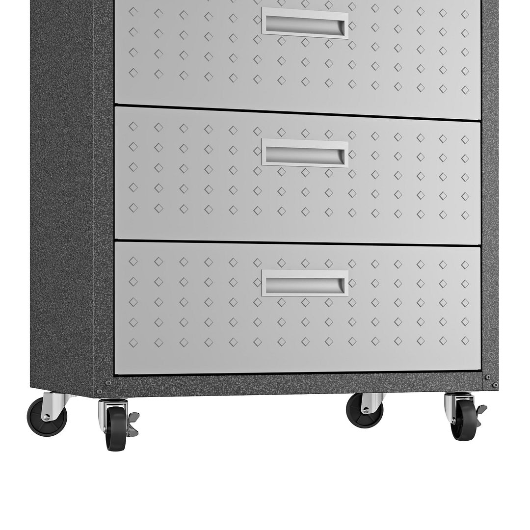 Fortress Textured Metal 31.5-inch Garage Mobile Chest w/3 Full Extension Drawers