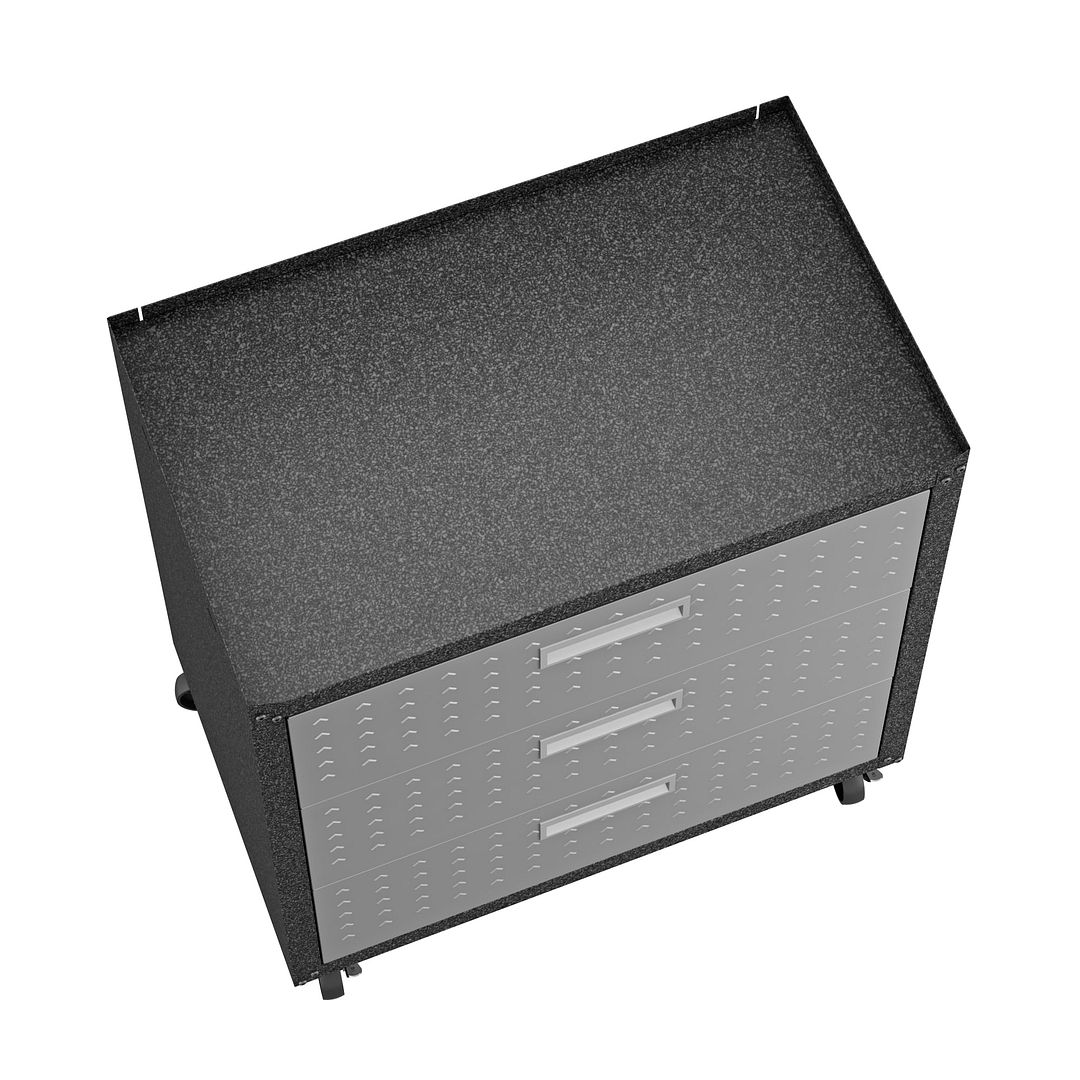 Fortress Textured Metal 31.5-inch Garage Mobile Chest w/3 Full Extension Drawers