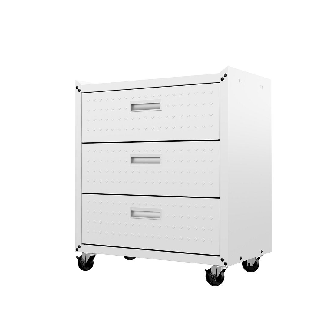 Fortress Textured Metal 31.5-inch Garage Mobile Chest w/3 Full Extension Drawers