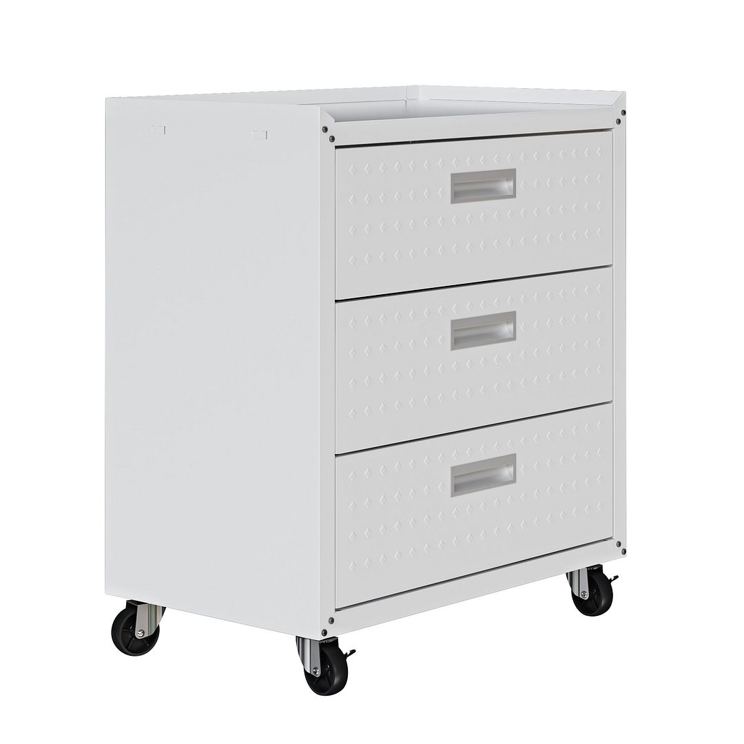 Fortress Textured Metal 31.5-inch Garage Mobile Chest w/3 Full Extension Drawers
