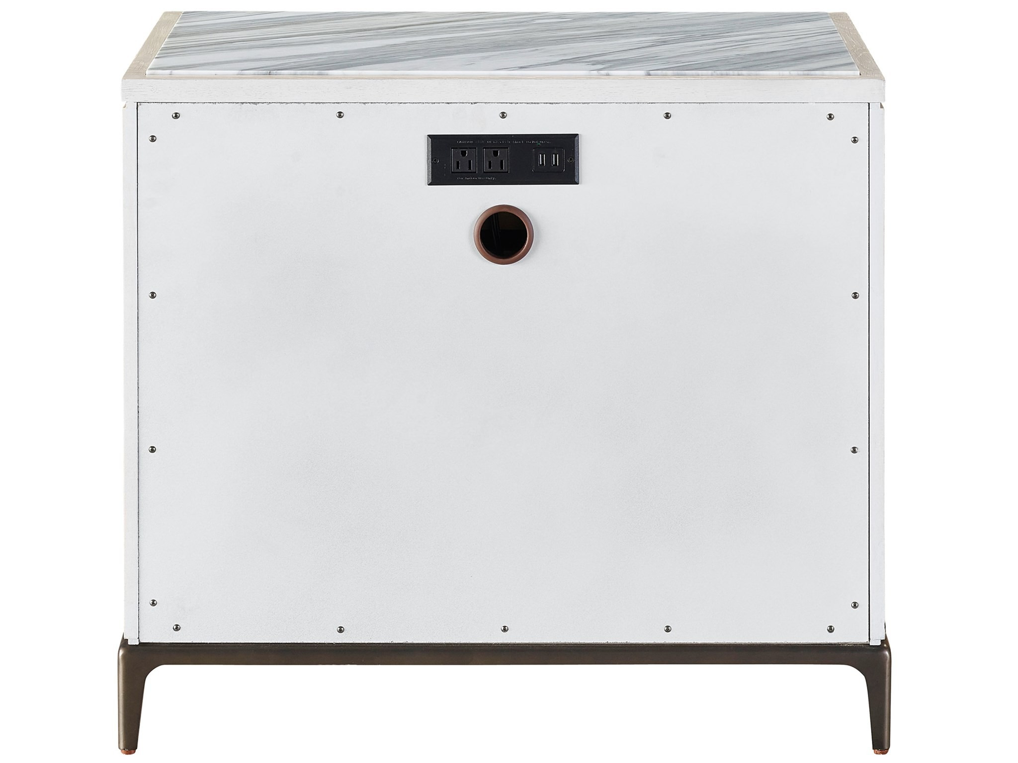 Maren Wood/Metal Stone Top Nightstand w/3 Drawers