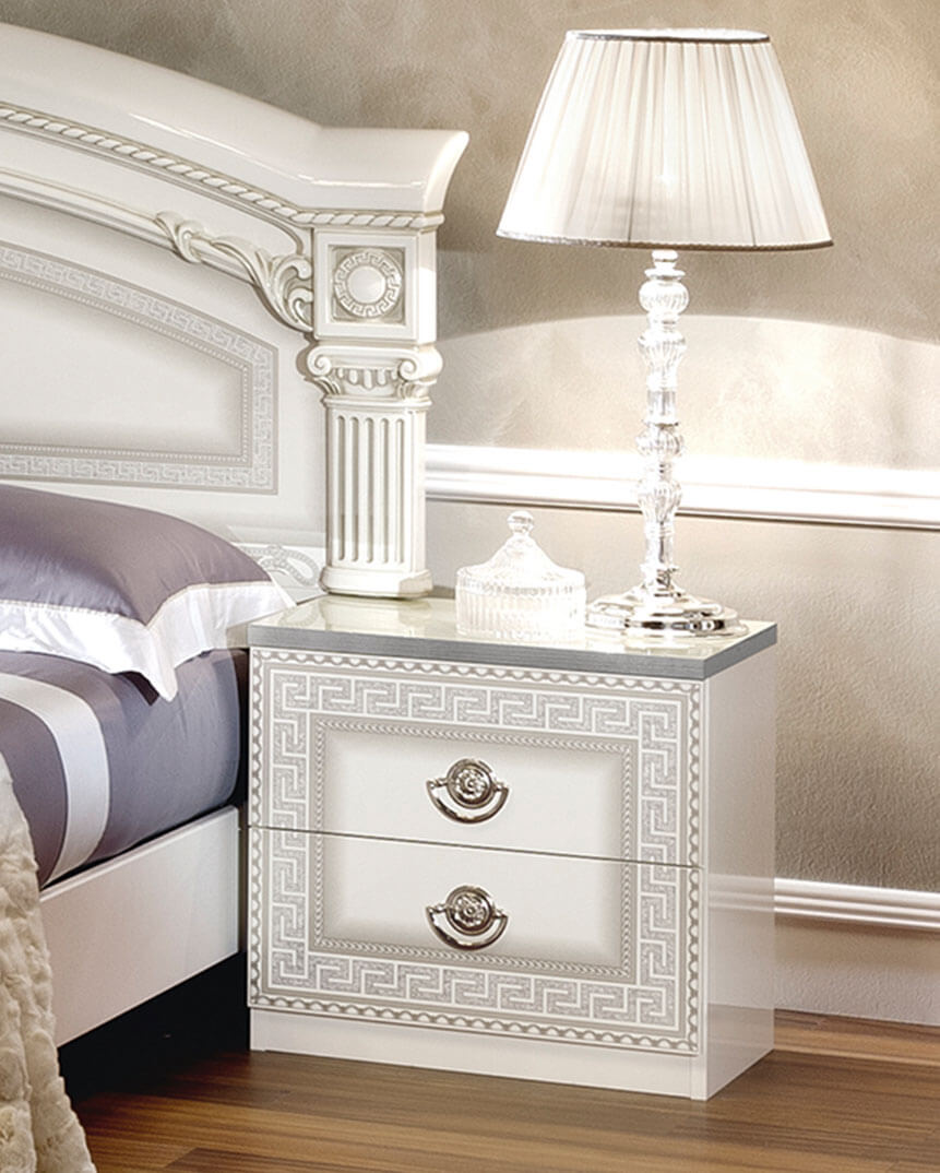 Aida bedroom set White/Silver Nightstand