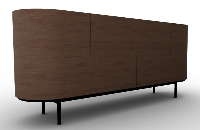 Lake Wood/Ceramic/Metal Sideboard w/4 Doors