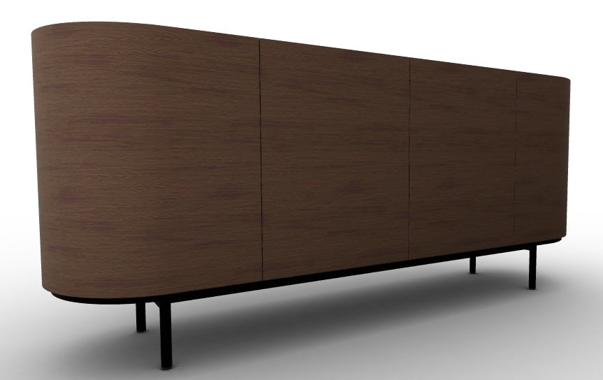 Lake Wood/Ceramic/Metal Sideboard w/4 Doors