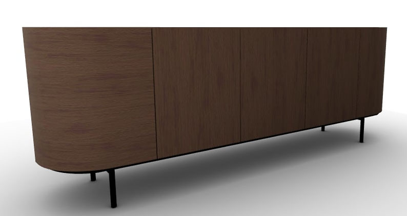 Lake Wood/Ceramic/Metal Sideboard w/5 Doors