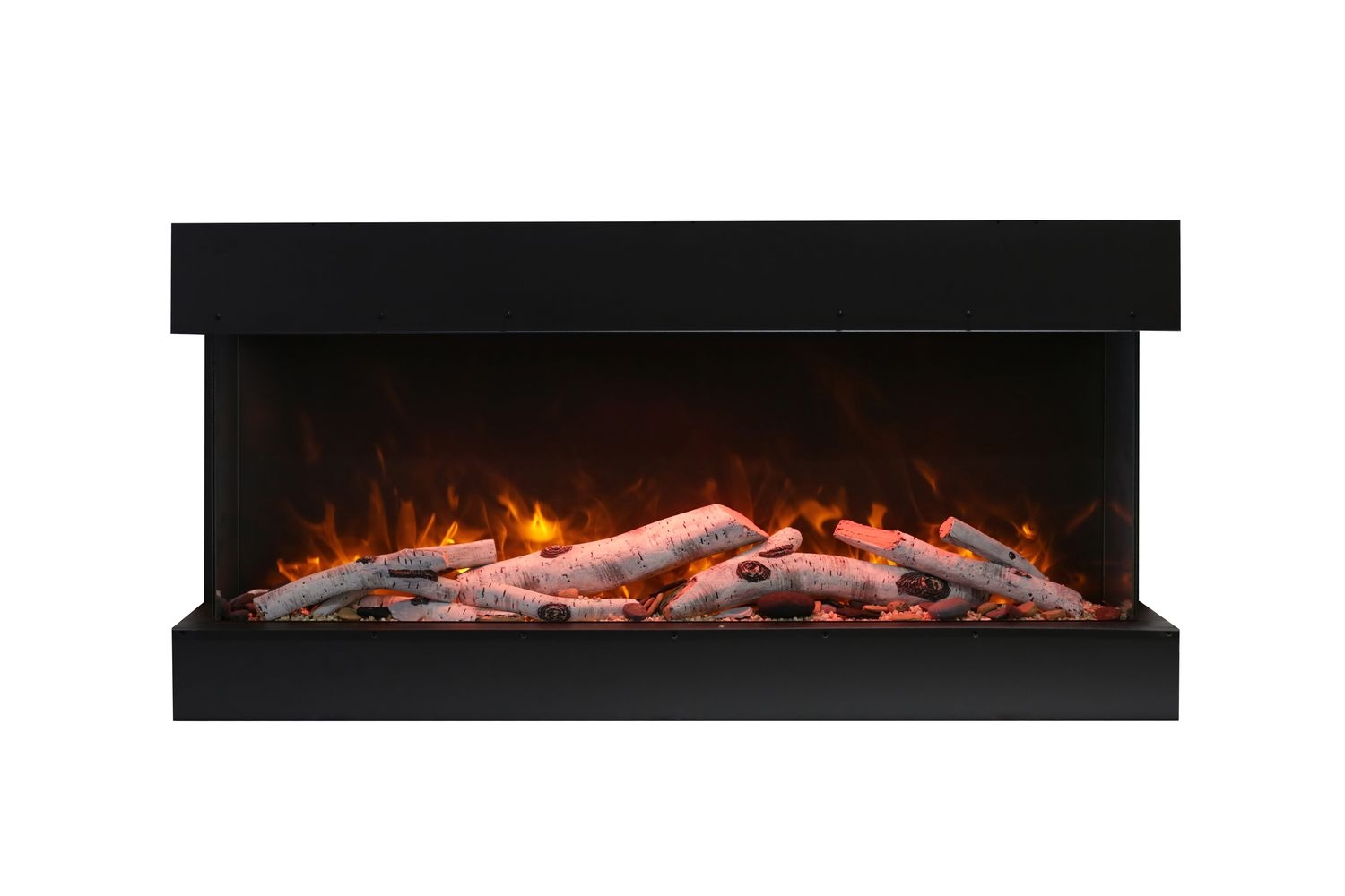 Tru View 3-Sided Glass Electric Fireplace, Appliance Depth 14 1/4"