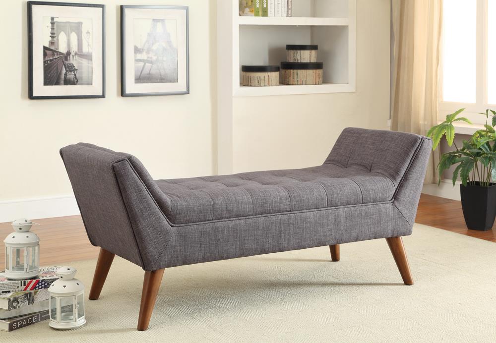 Flared Fabric Upholstered Arm Bench