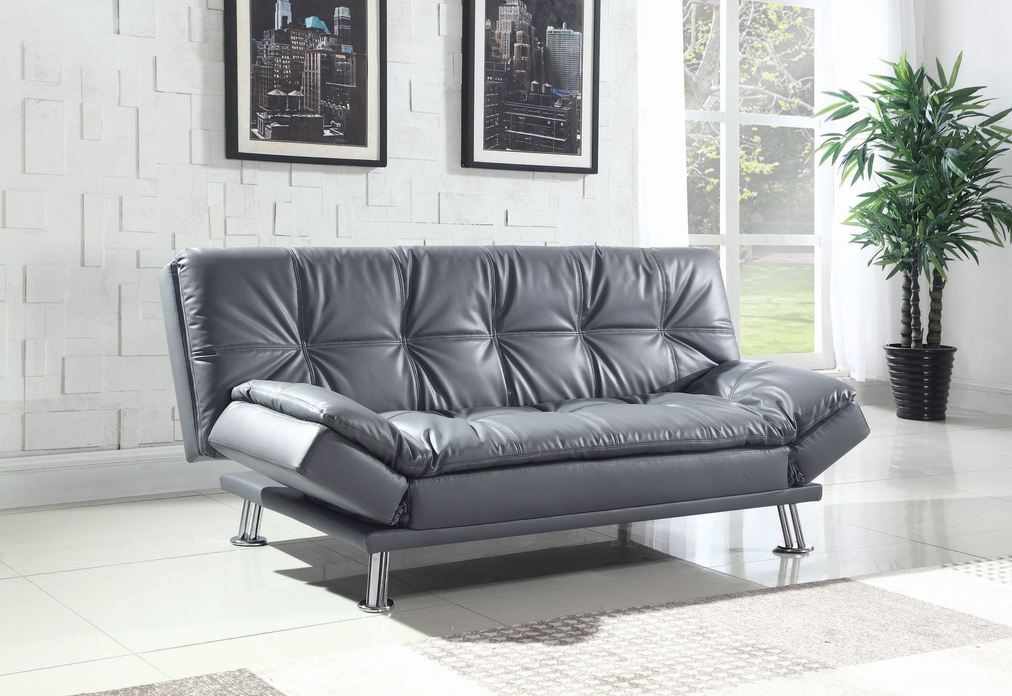 Dilleston Tufted Back Leatherette Upholstered Sofa Bed