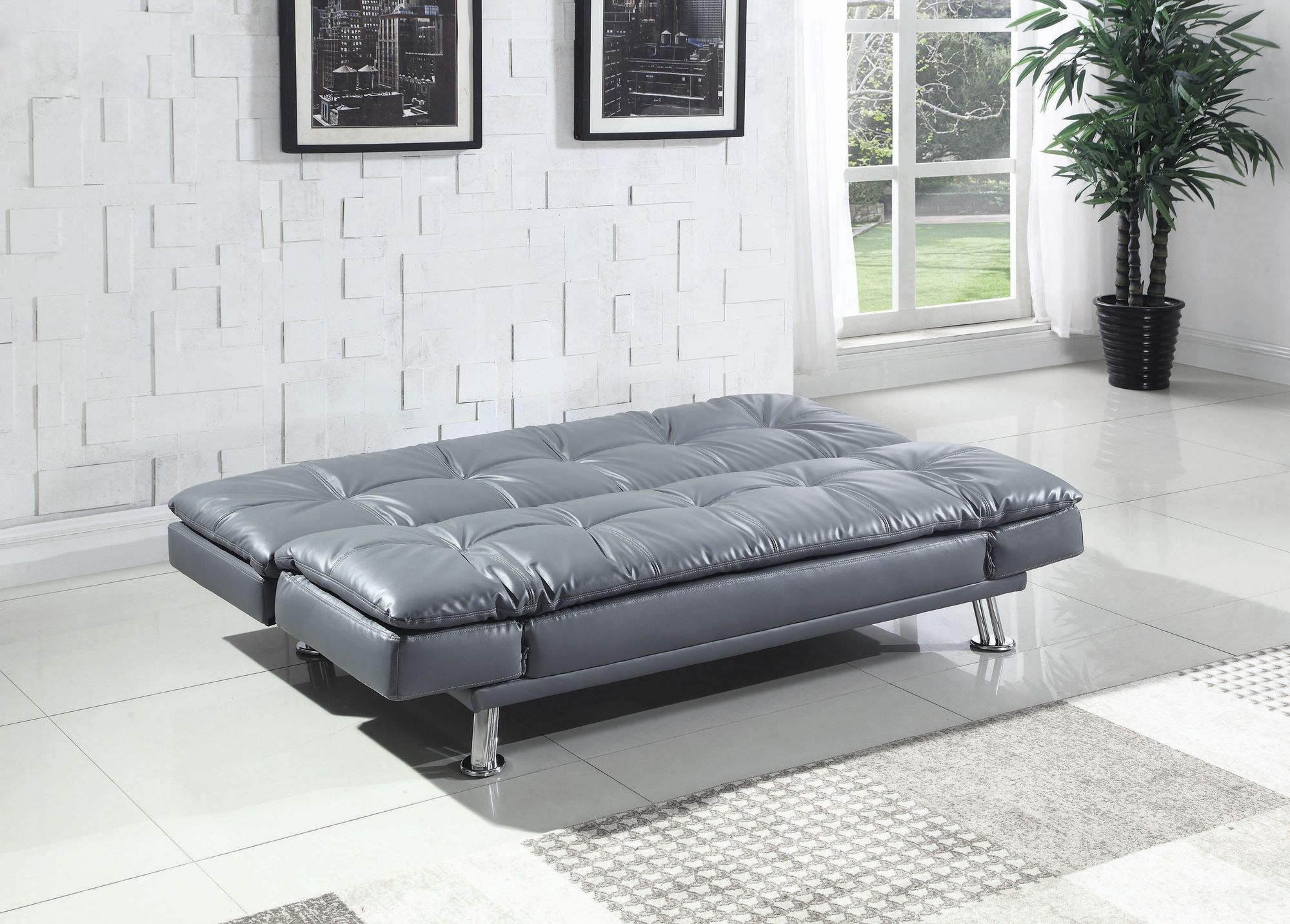 Dilleston Tufted Back Leatherette Upholstered Sofa Bed