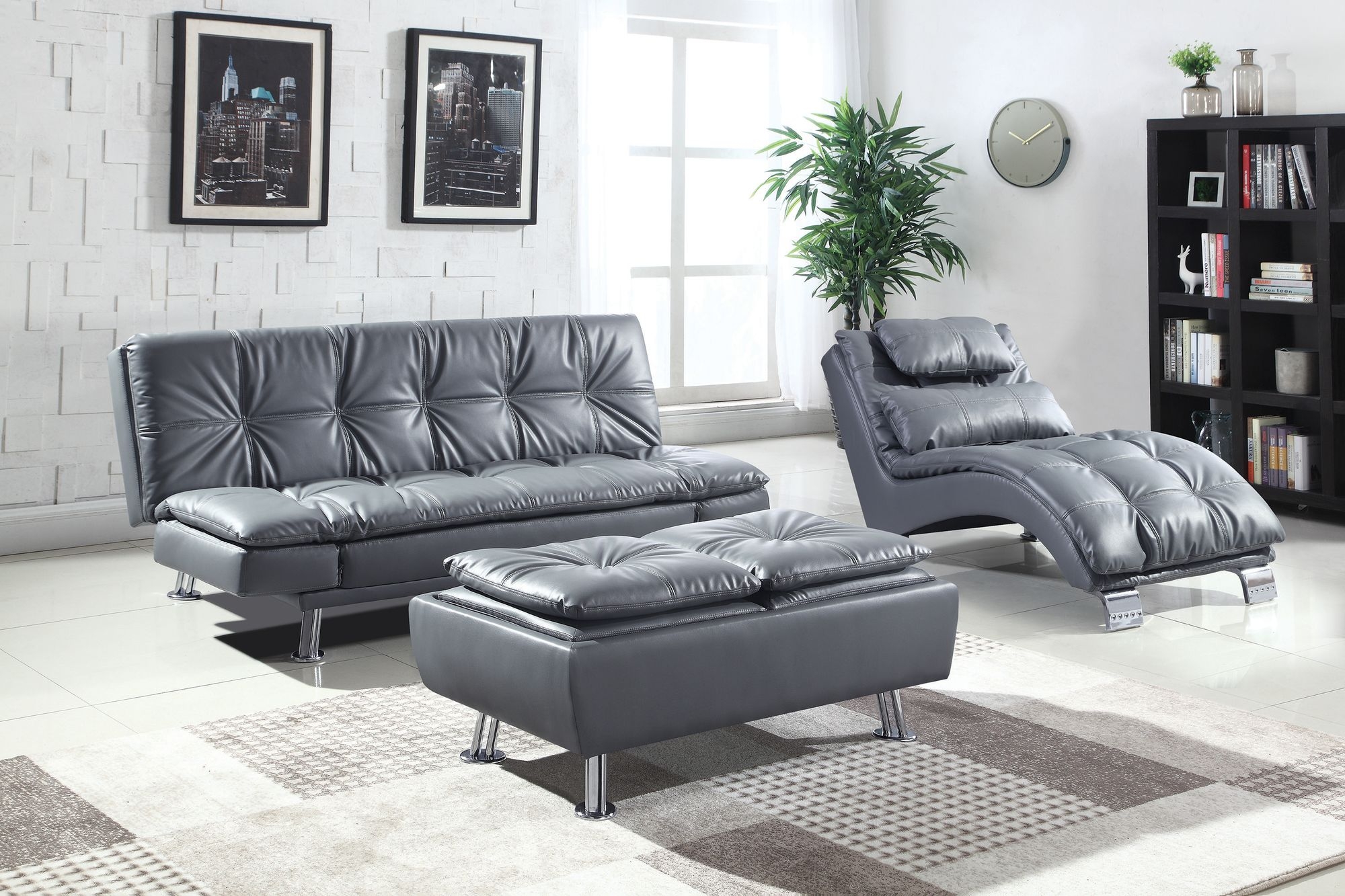 Dilleston Tufted Back Leatherette Upholstered Sofa Bed