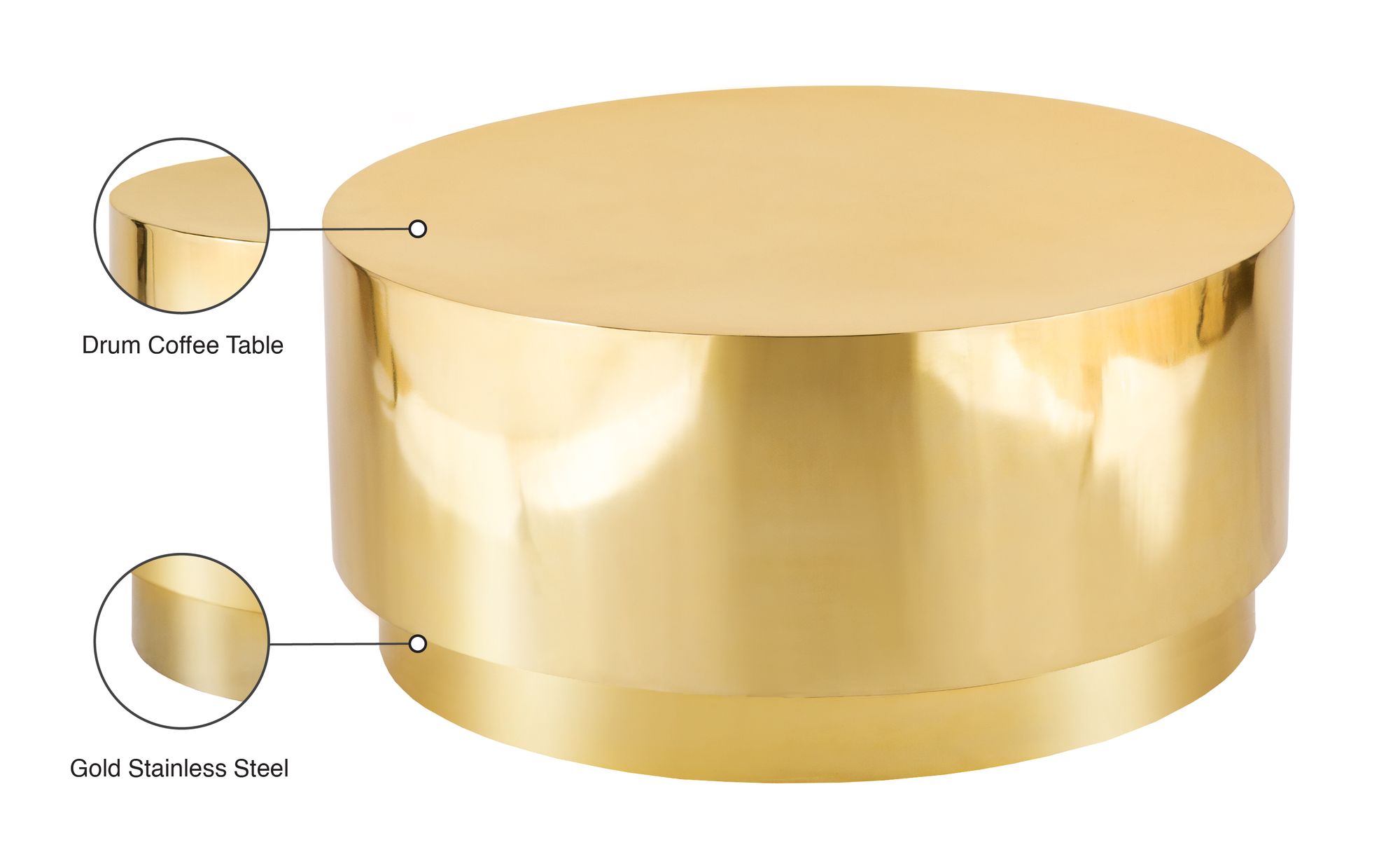 Jazzy 36" Round Stainless Steel Coffee Table