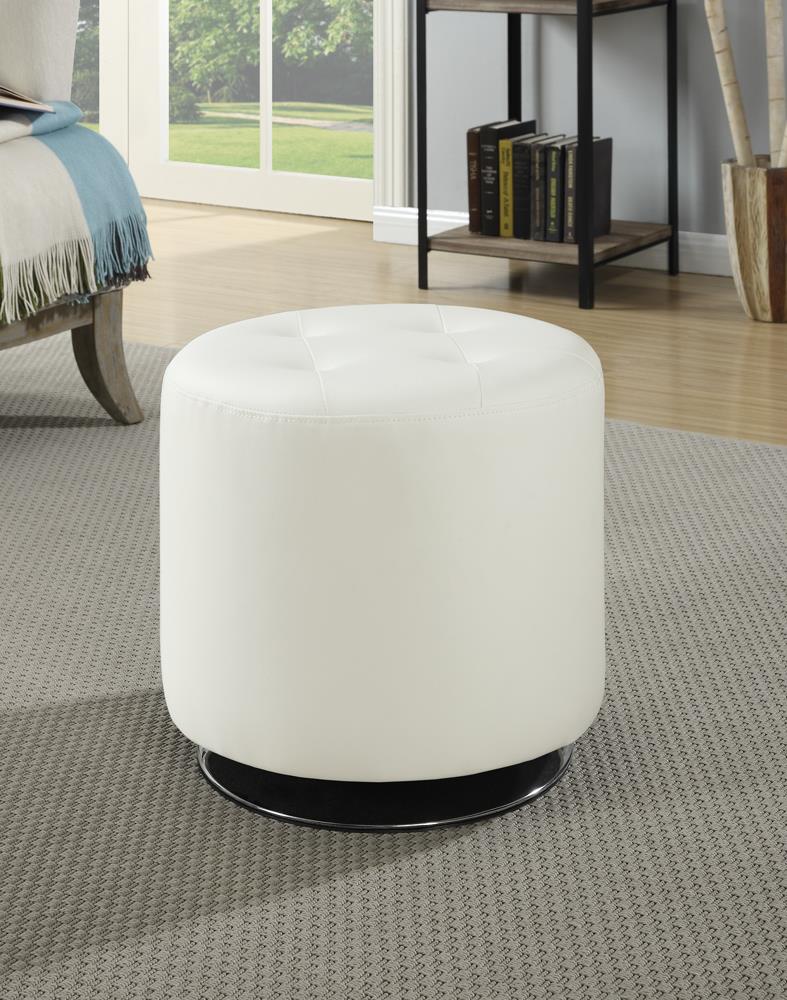 Bowman Round Leatherette Ottoman