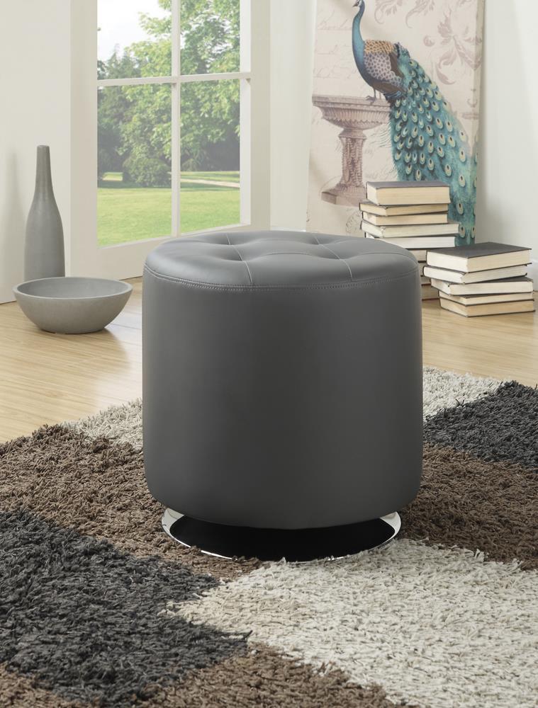Bowman Round Leatherette Ottoman