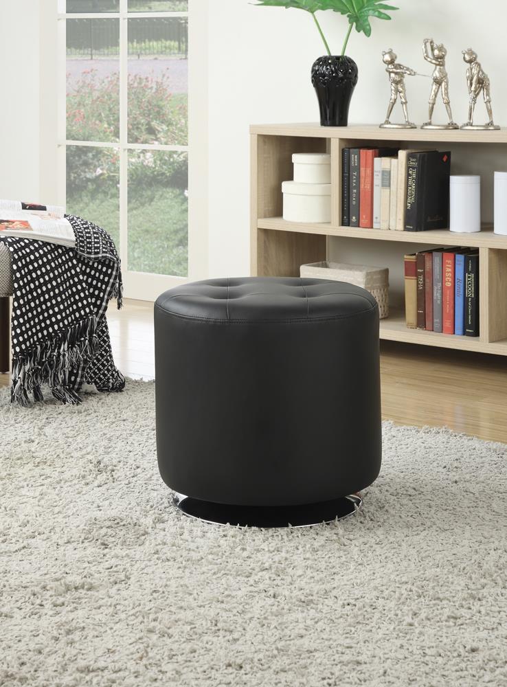 Bowman Round Leatherette Ottoman
