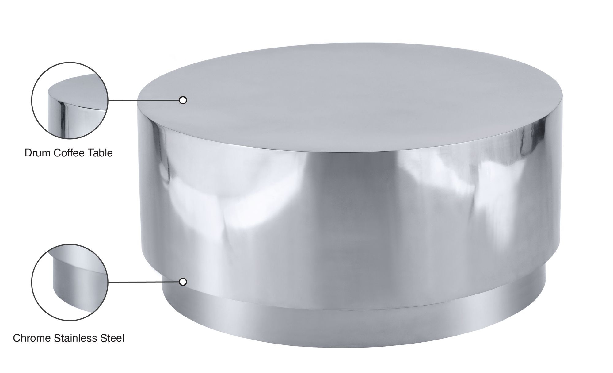 Jazzy 36" Round Stainless Steel Coffee Table