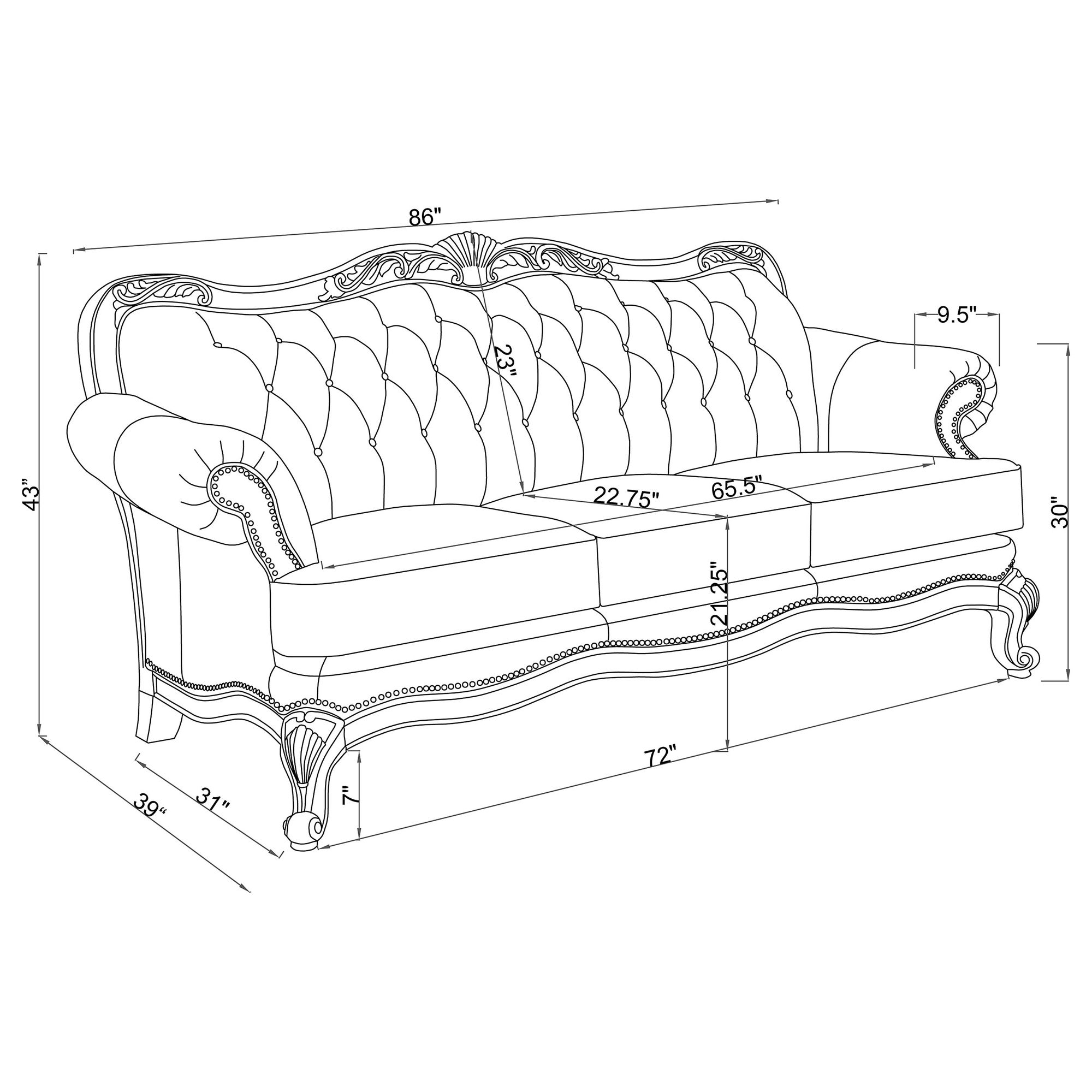 Victoria Leather Upholstered Rolled Arm Sofa