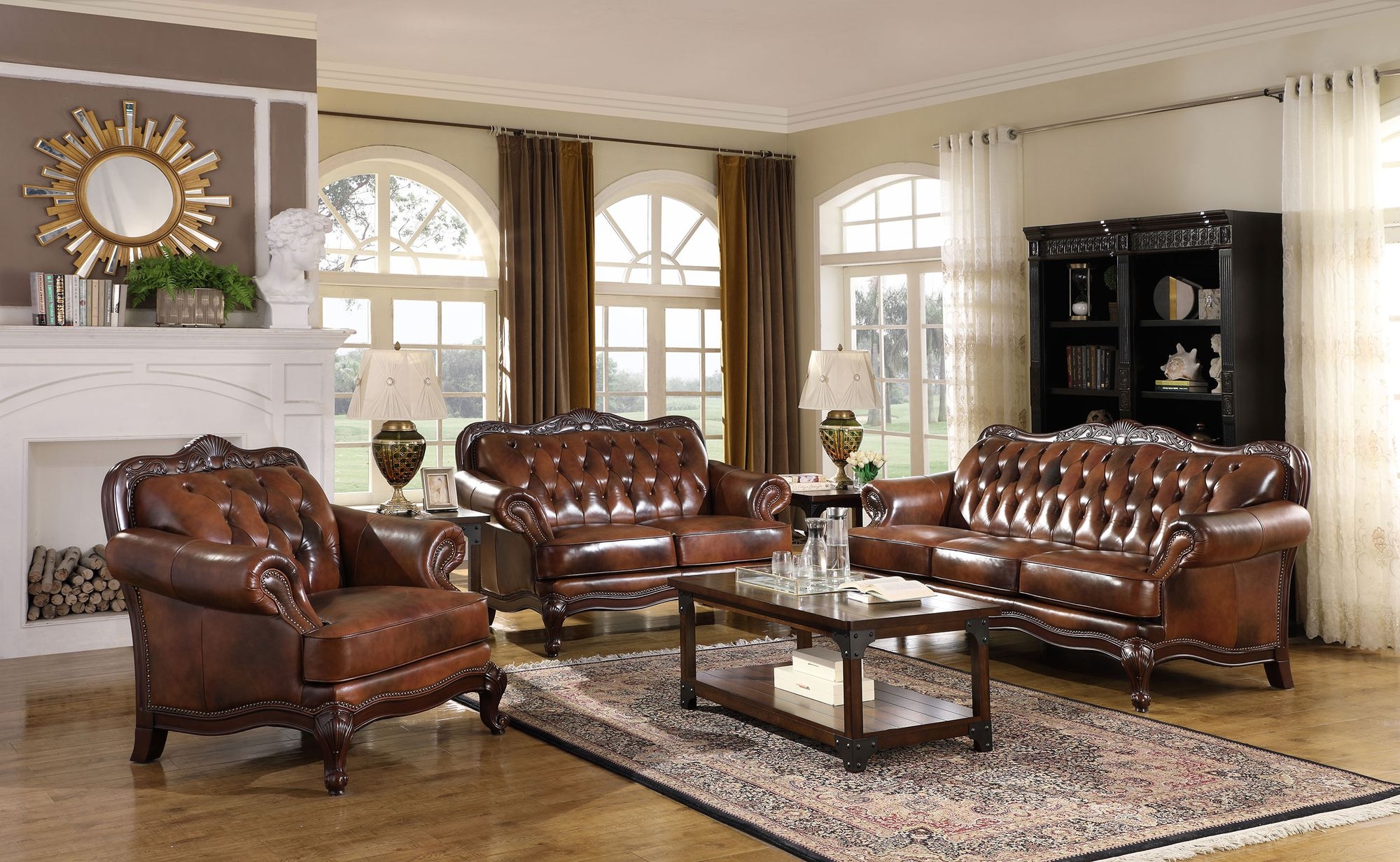 Victoria Leather Upholstered Tufted Back Loveseat