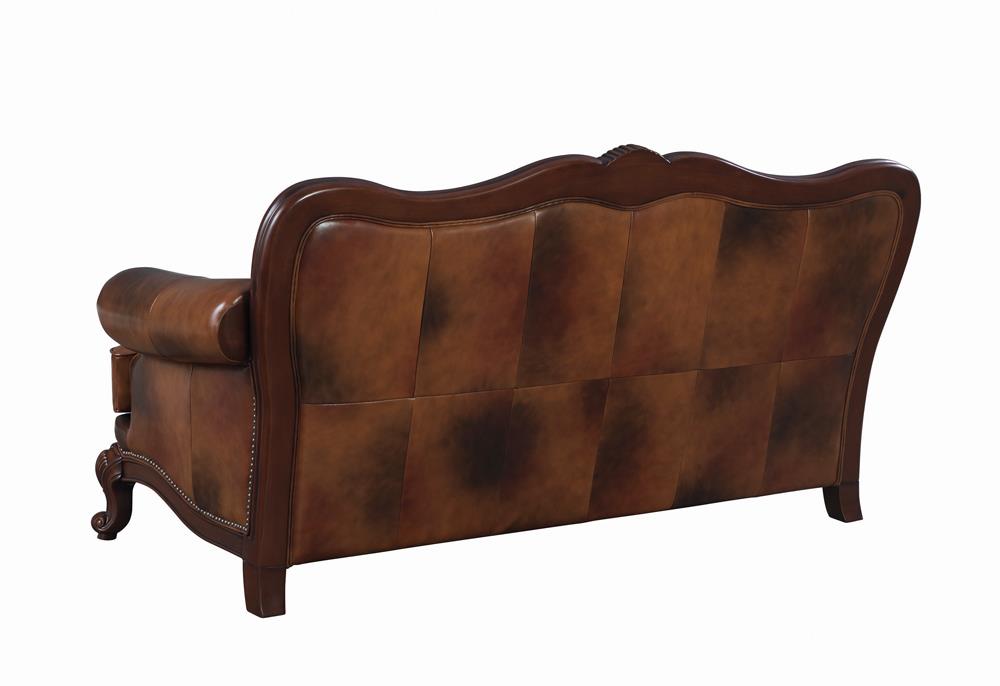 Victoria Leather Upholstered Rolled Arm Sofa