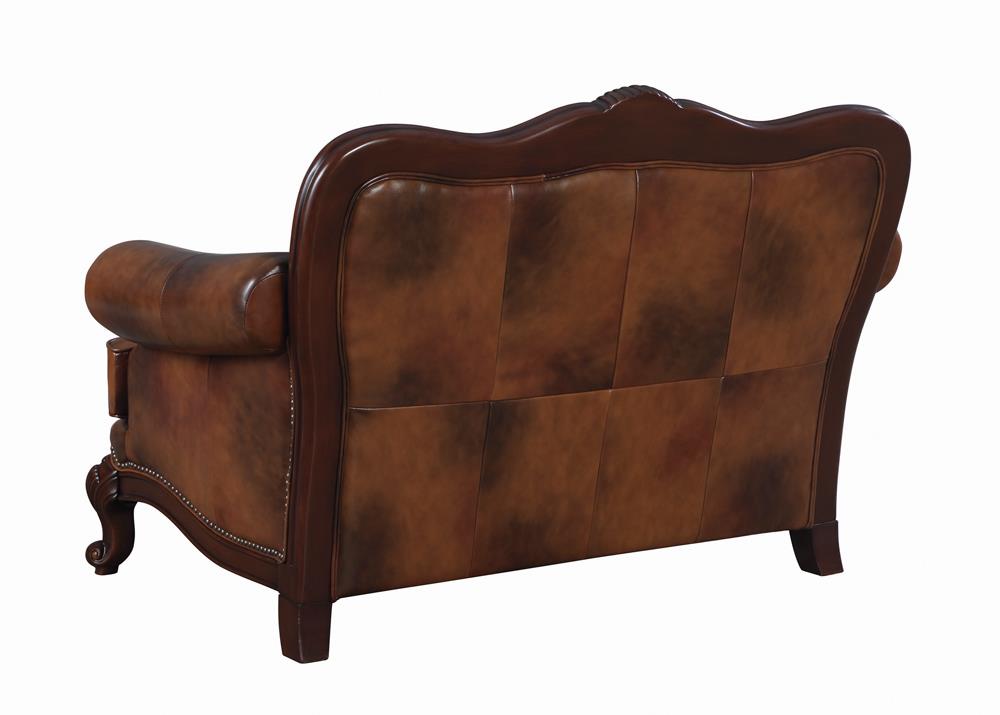 Victoria Leather Upholstered Tufted Back Loveseat