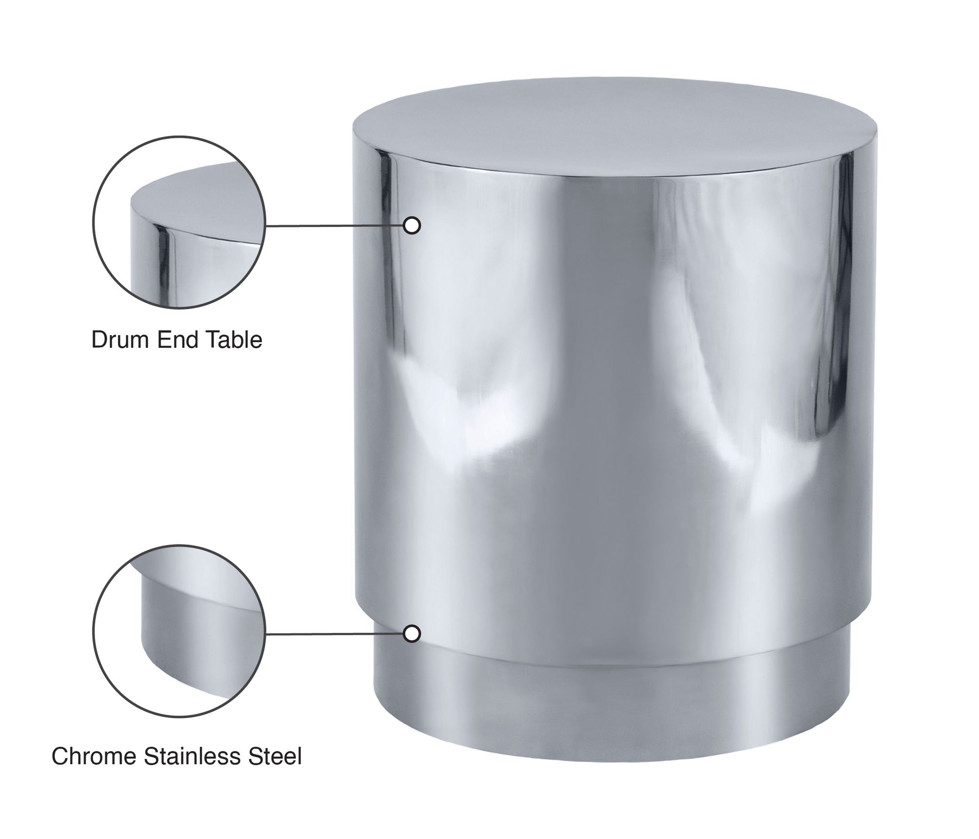 Jazzy 20" Round Stainless Steel End Table
