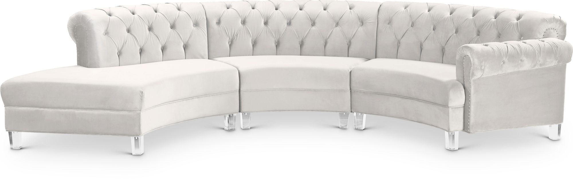 Anabella 140" Velvet Modular Sectional