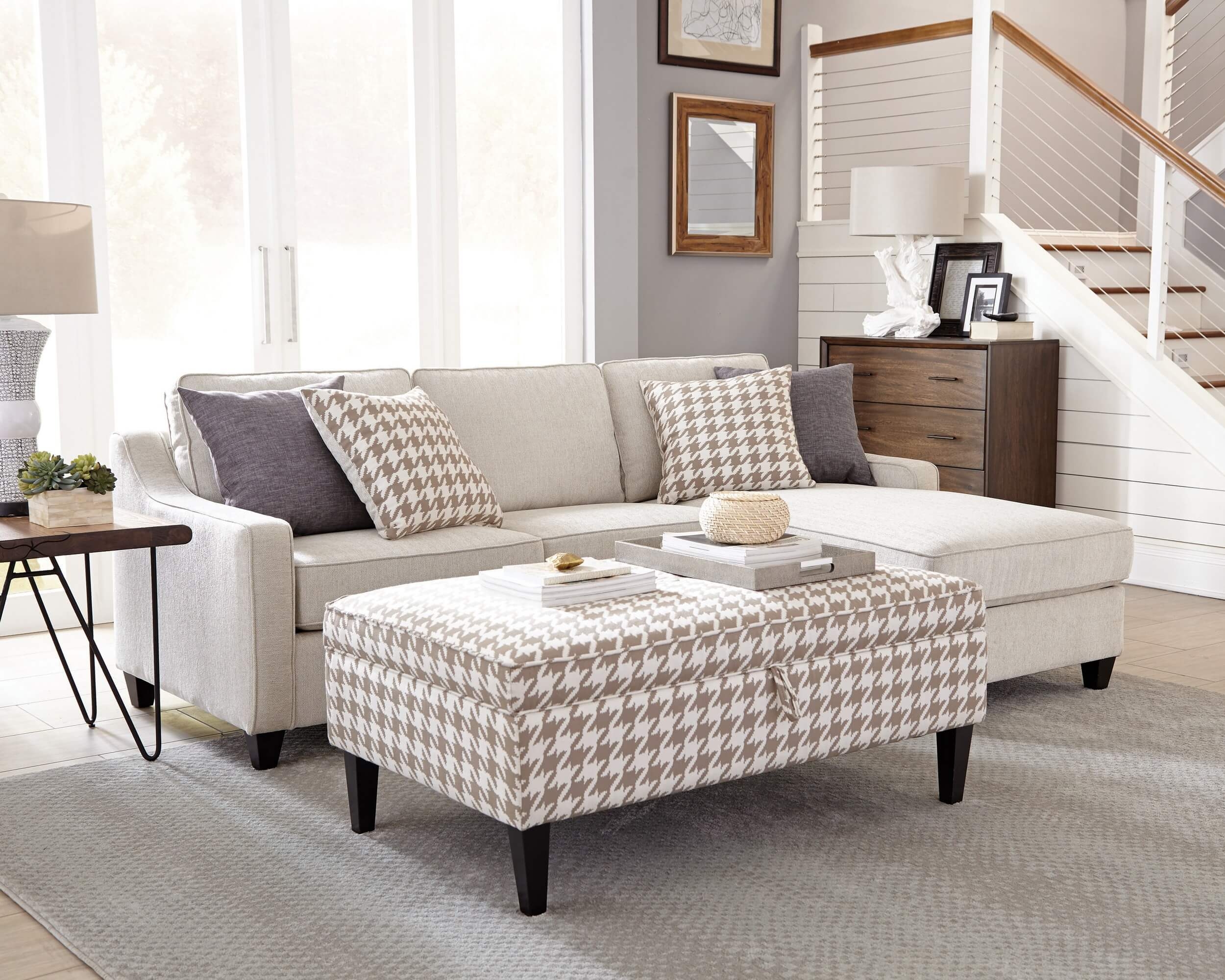 McLoughlin Fabric/Wood L-Shape Sectional Sofa