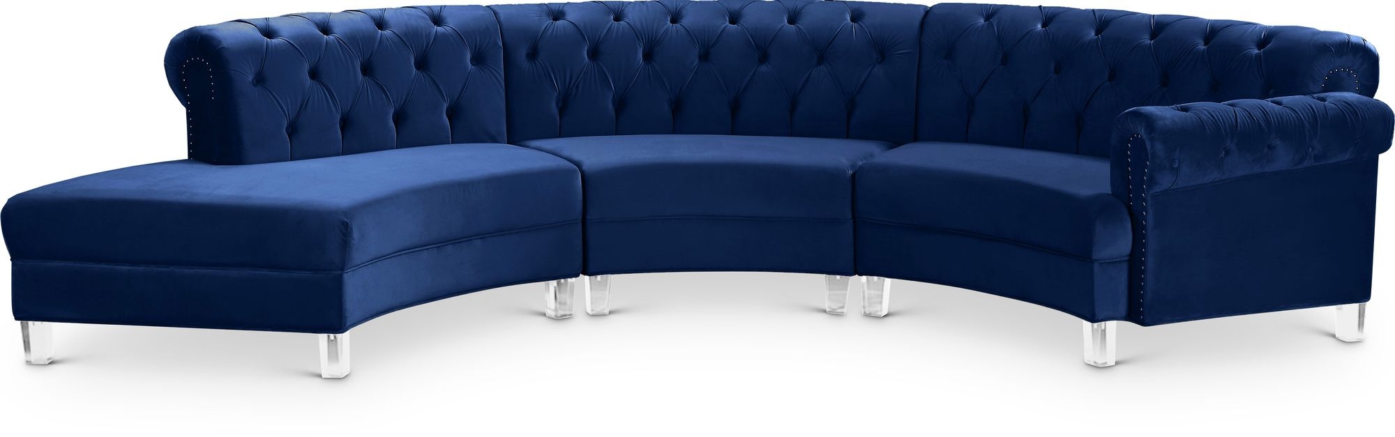 Anabella 140" Velvet Modular Sectional