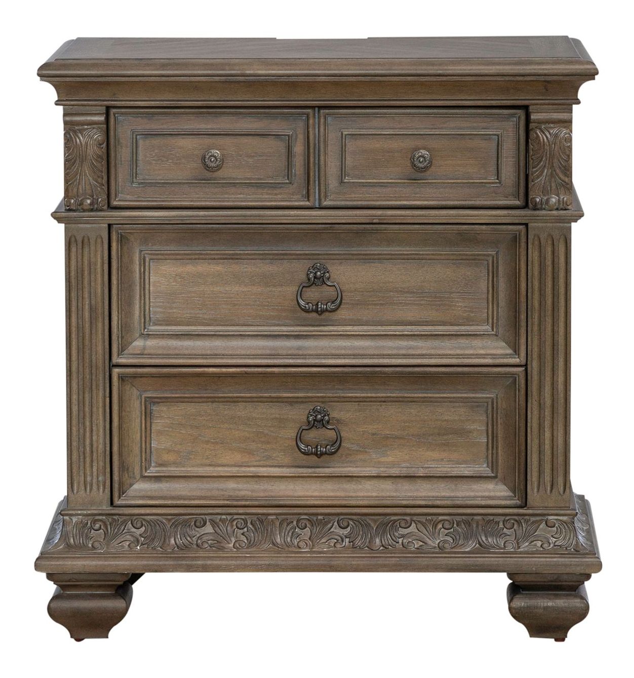Carlisle Court Wood 3-Drawer Bedside Chest w/Charging Station