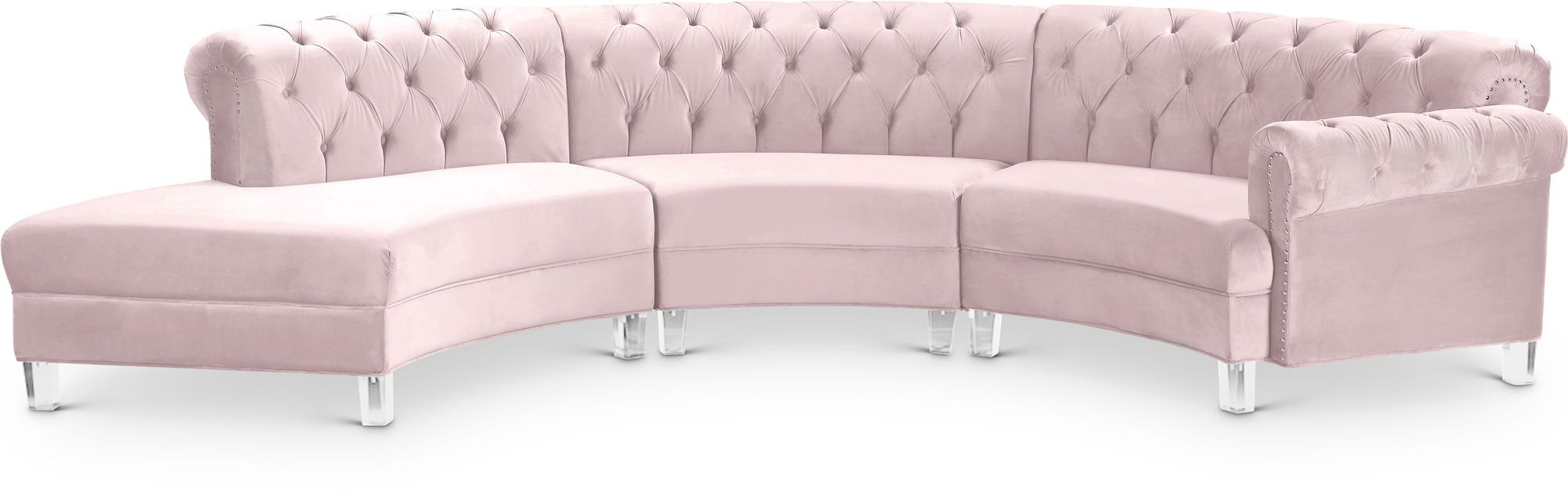 Anabella 140" Velvet Modular Sectional