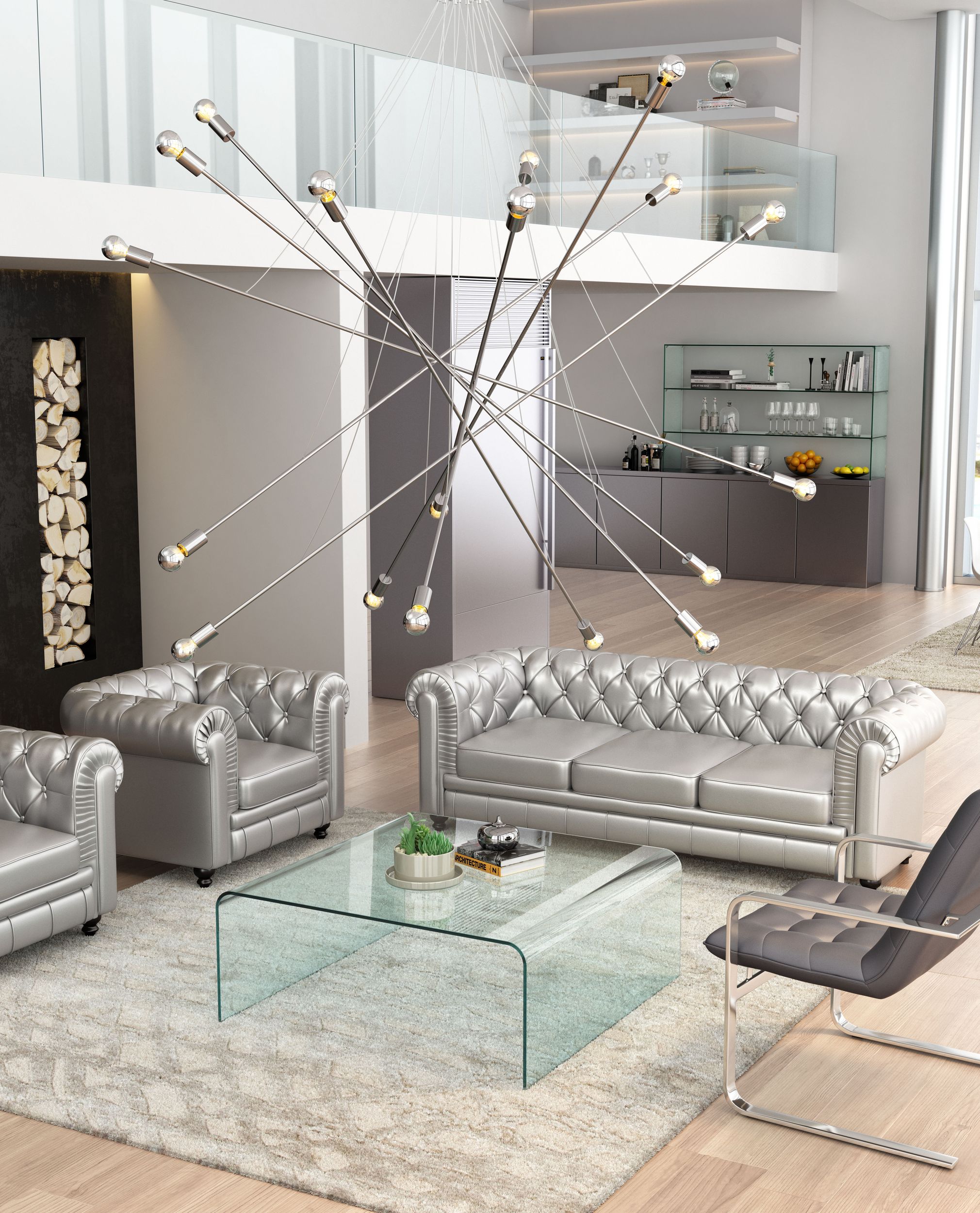 Belief Chromed Steel Ceiling Lamp