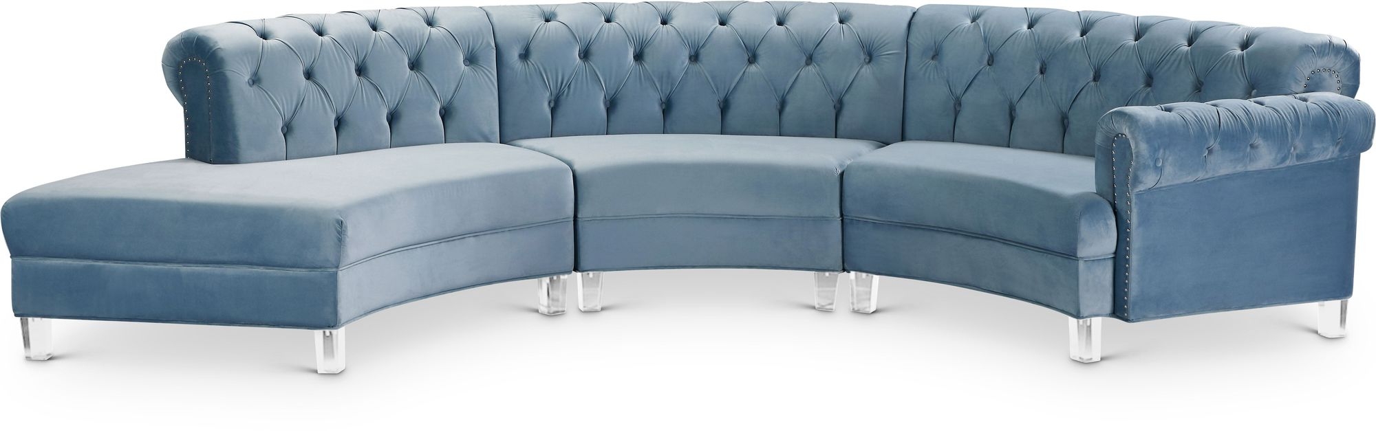 Anabella 140" Velvet Modular Sectional