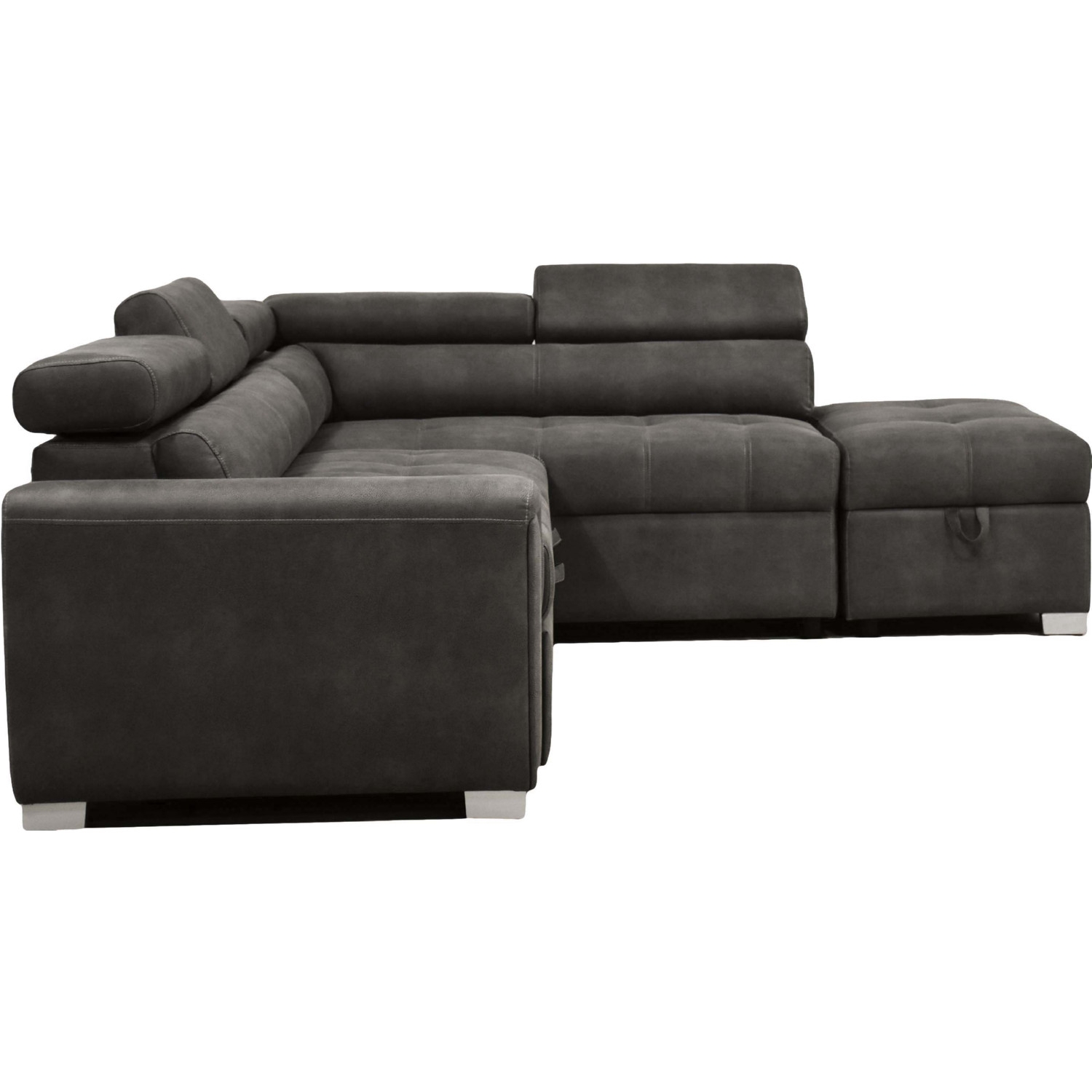Thelma Microfiber Fabric L-Shaped Sectional Sleeper Sofa w/Ottoman