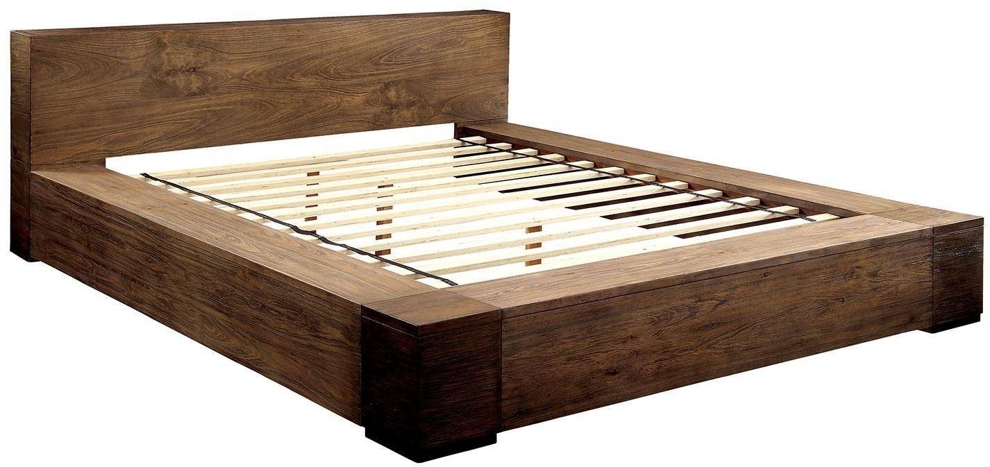 Janeiro Wood Low Profile Platform Bed, Queen Size